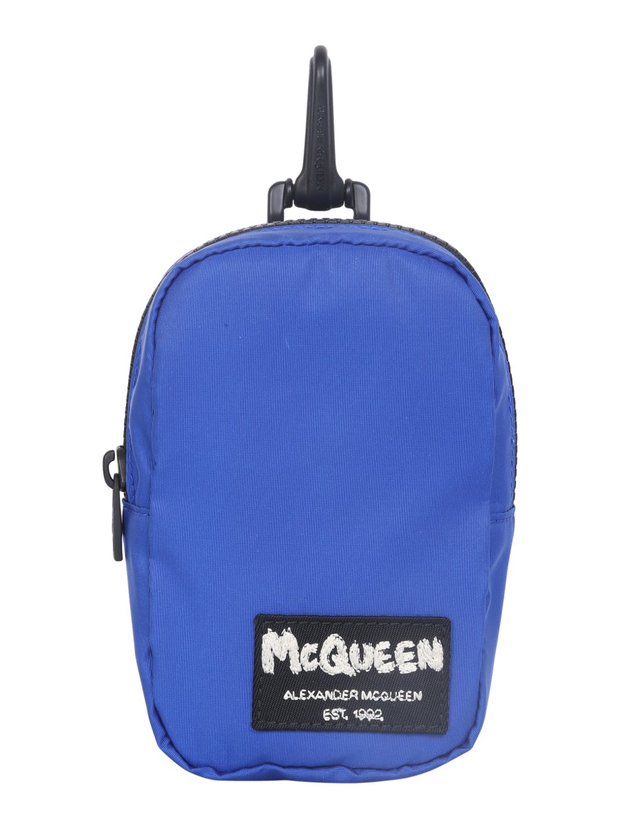 ALEXANDER McQUEEN CUSTODIA MINI IN NYLON CON TAG LOGO