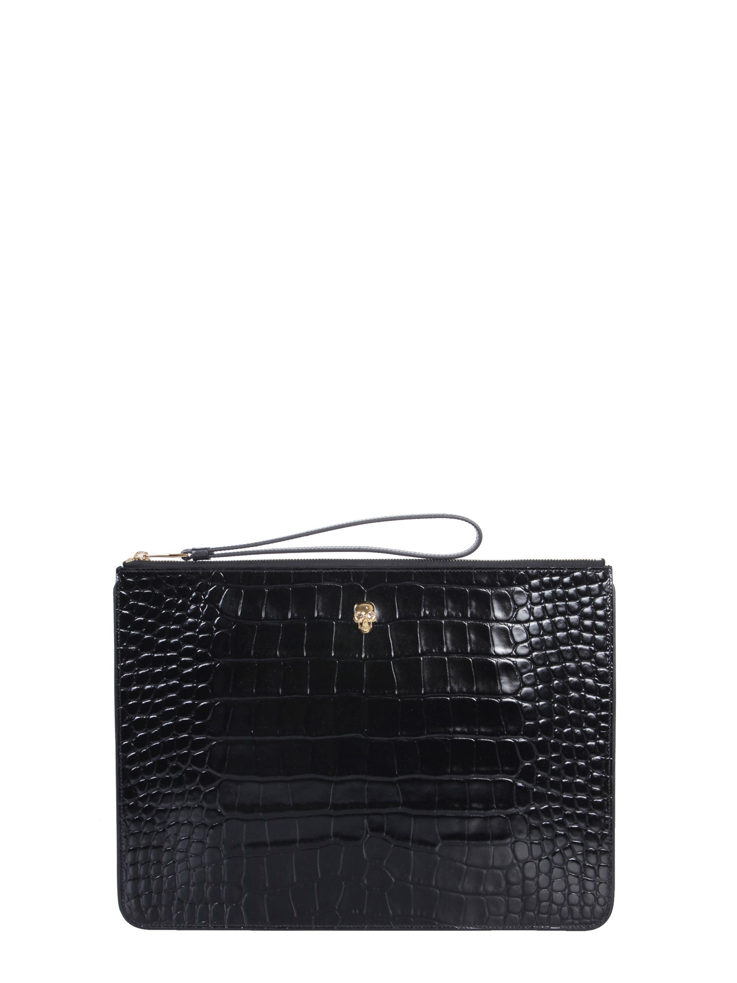 alexander mcqueen a4 clutch with skull