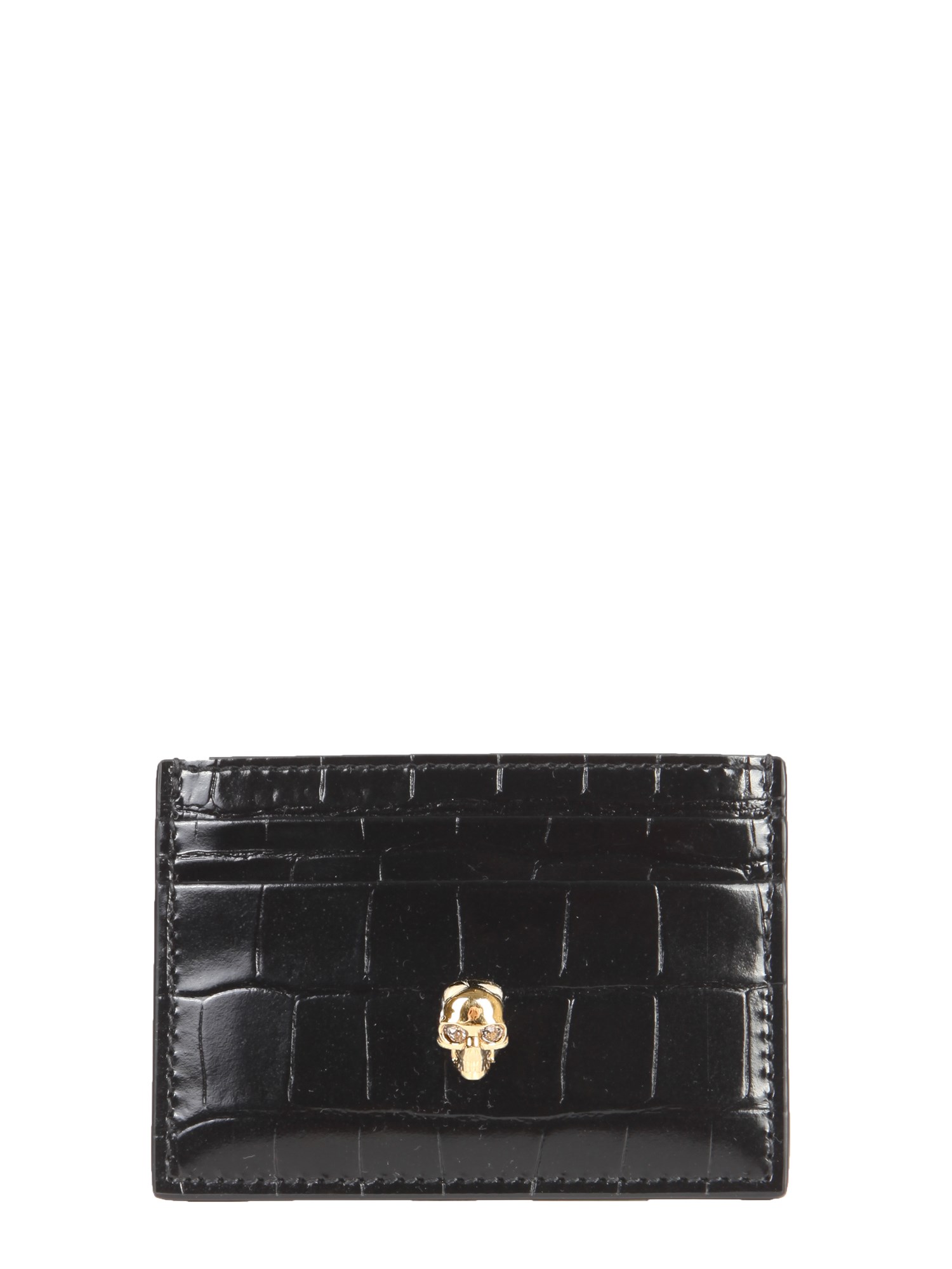 alexander mcqueen card holder with skull