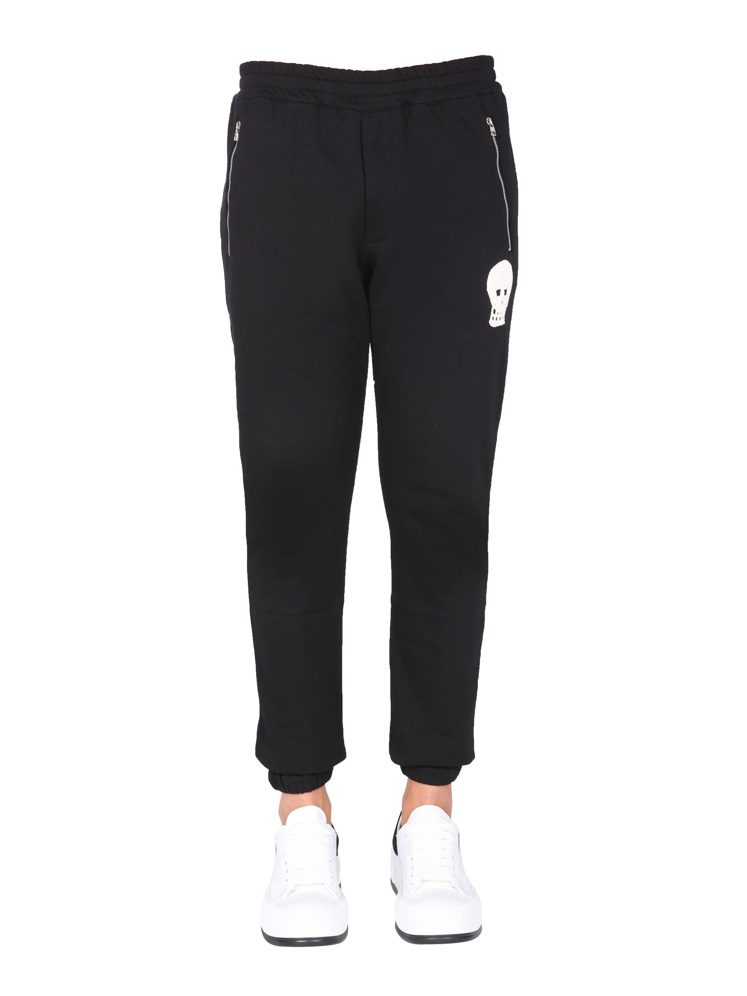 alexander mcqueen jogging pants with embroidered skull