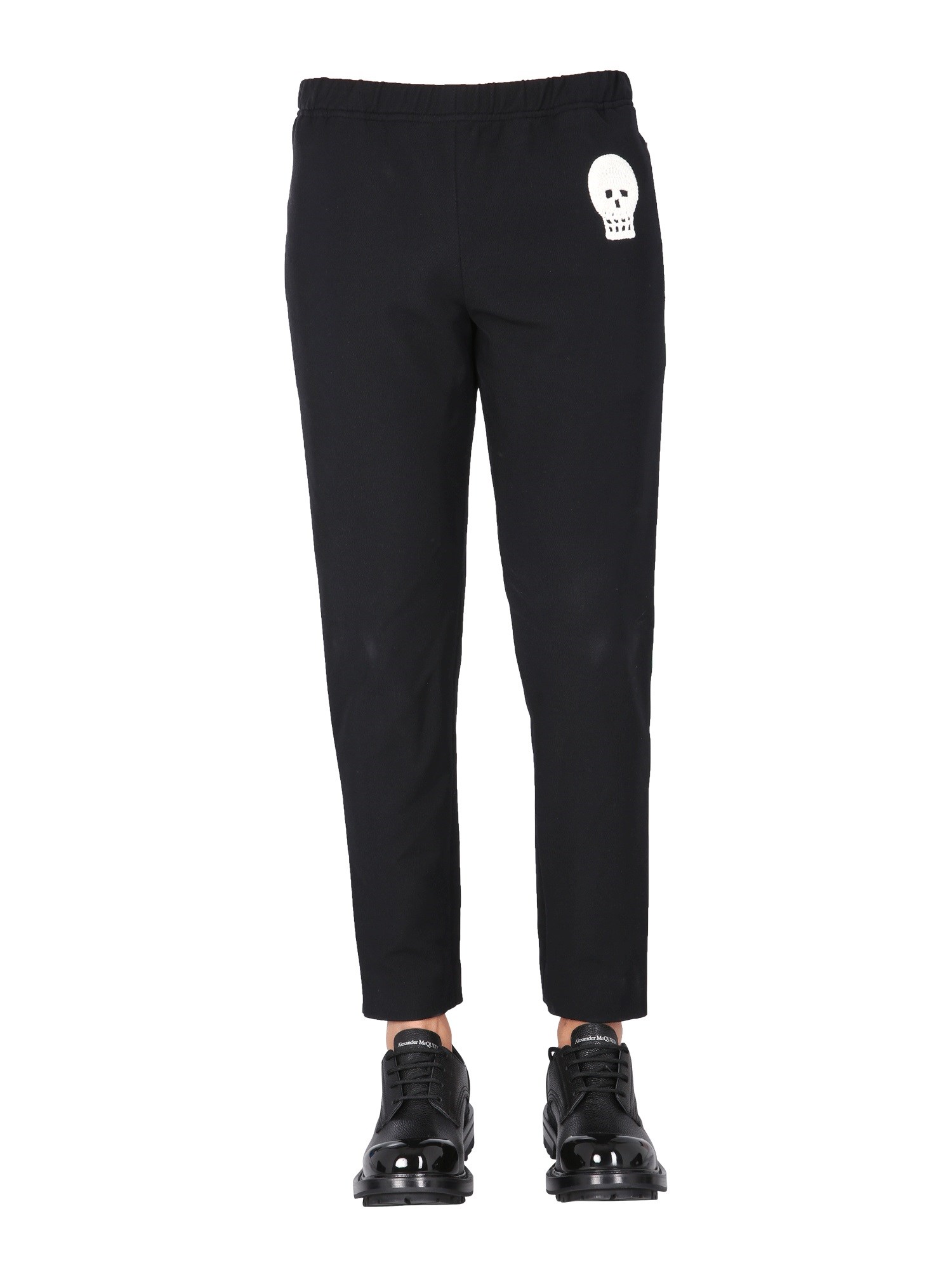 alexander mcqueen jogging pants with embroidered skull