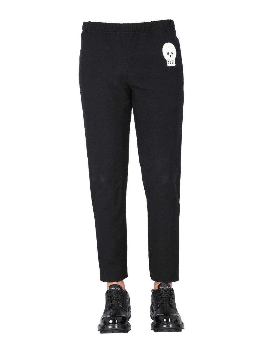 ALEXANDER McQUEEN PANTALONE JOGGING IN NYLON CON RICAMO TESCHIO