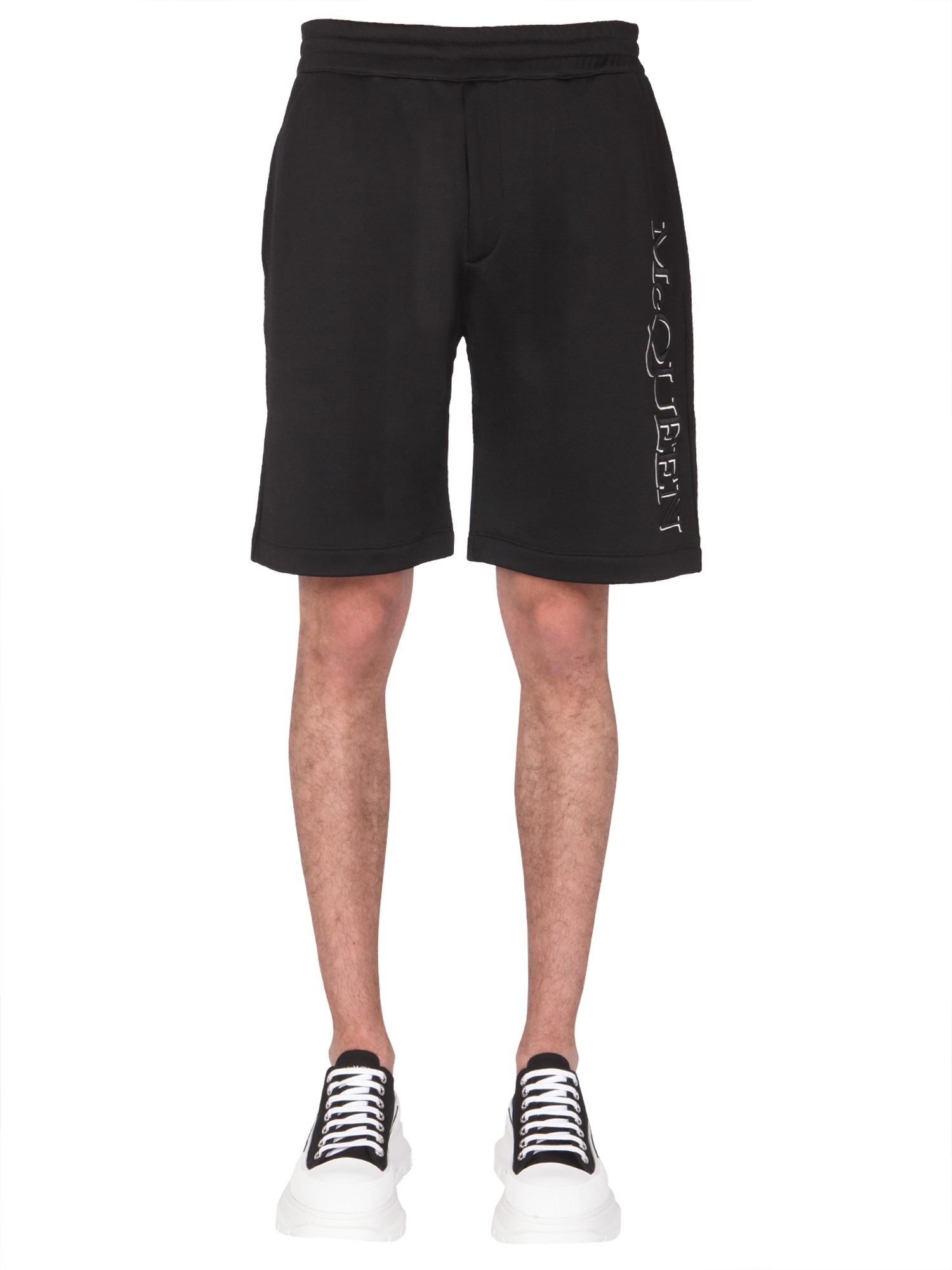 alexander mcqueen shorts with embroidered logo