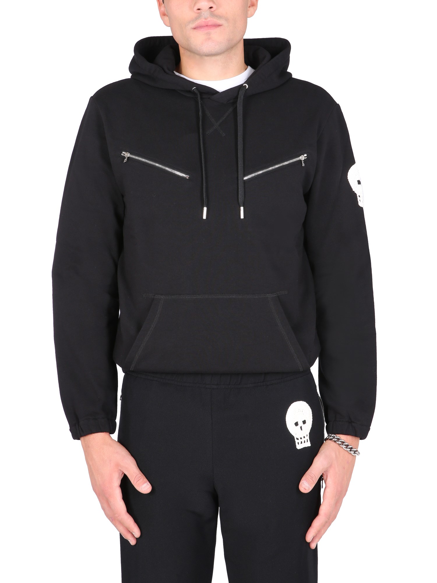 alexander mcqueen sweatshirt with embroidered skull