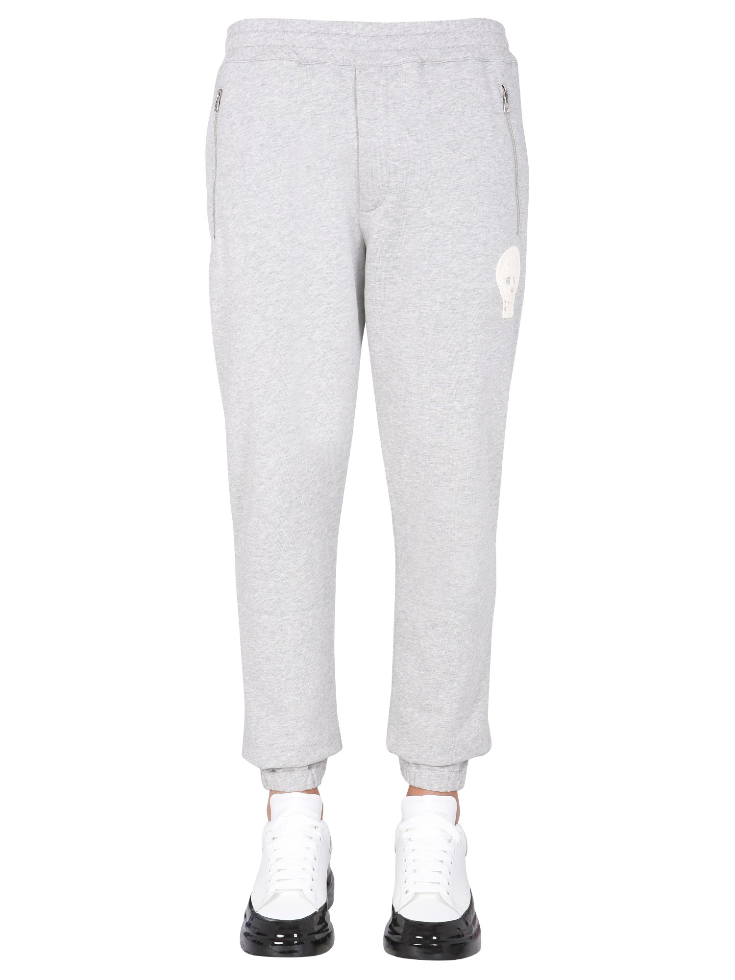 alexander mcqueen jogging pants with embroidered skull