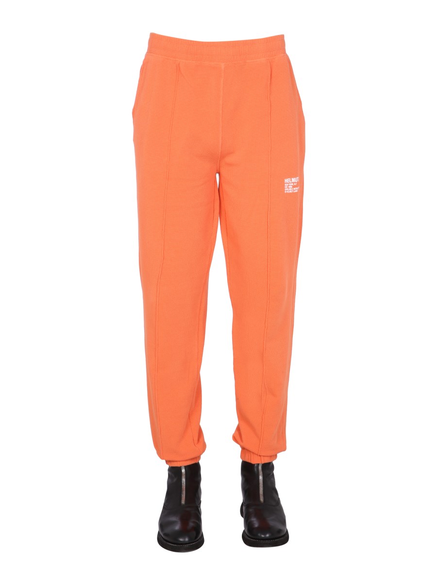 HELMUT LANG PANTALONE JOGGING IN MAGLIA WAFFLE CON LOGO