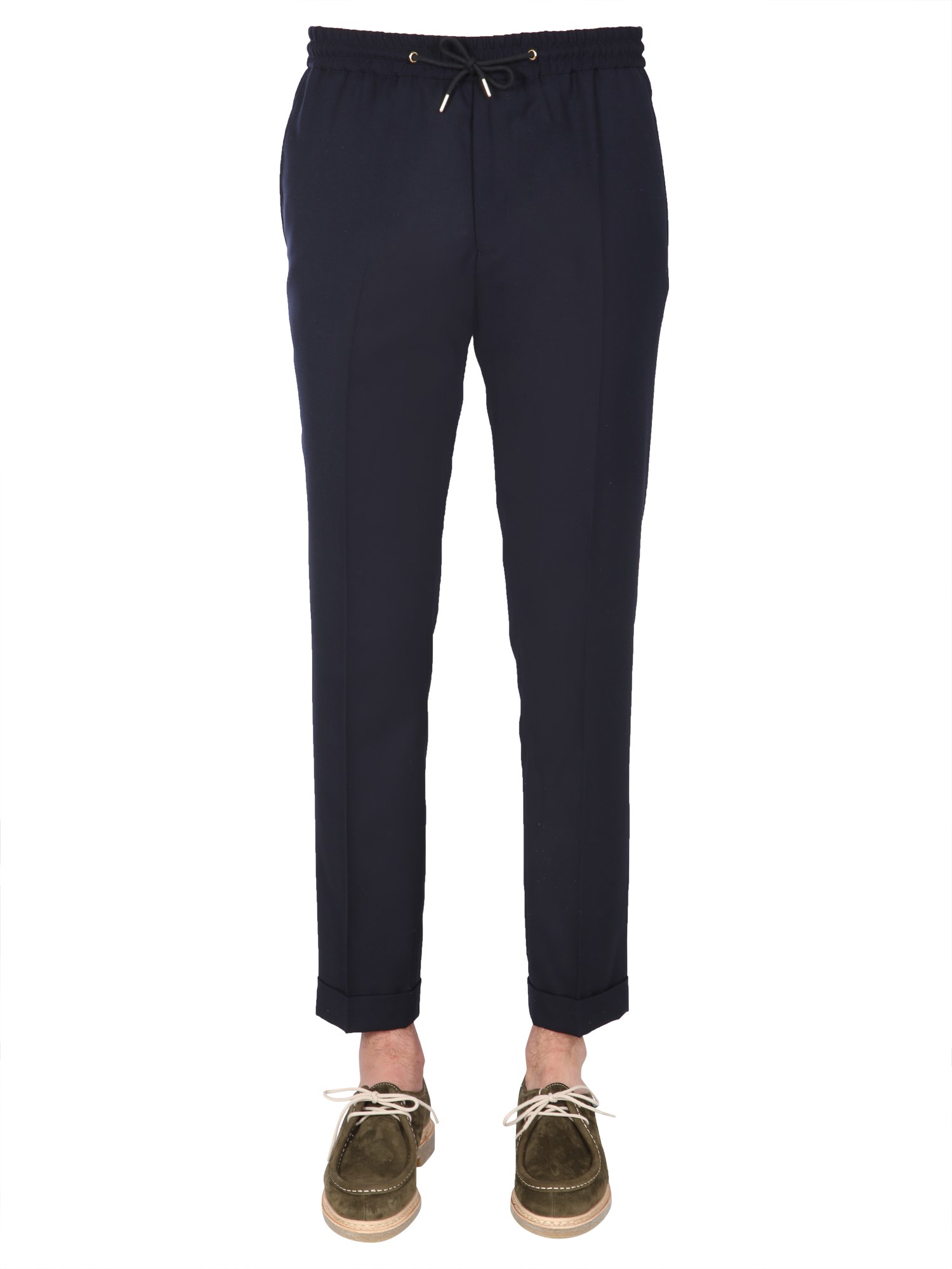 Paul Smith Dart-detail Check-pattern Drawstring Trousers In Blue