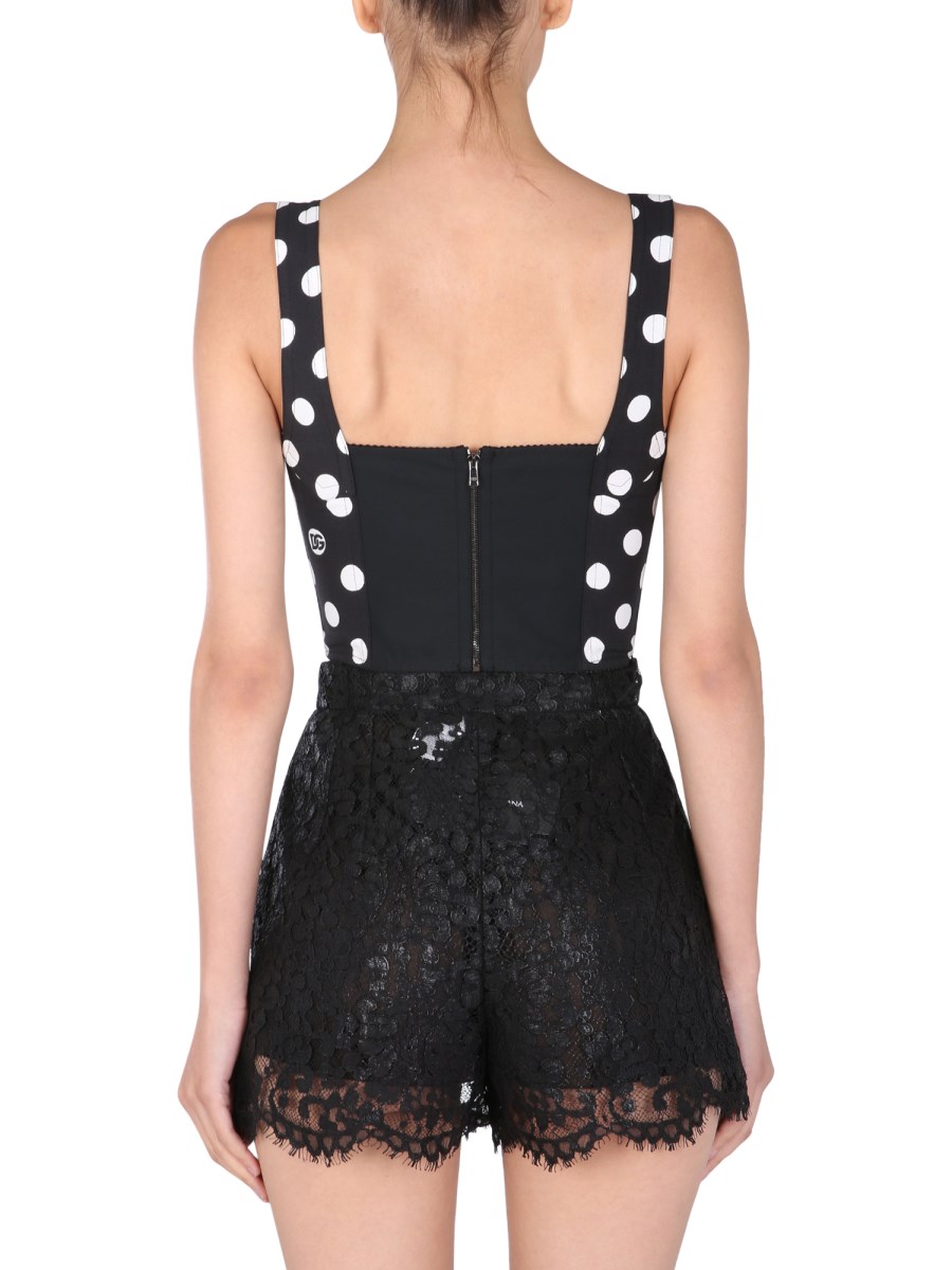 DOLCE & GABBANA - COTTON CORSET TOP WITH SHOULDER STRAPS AND