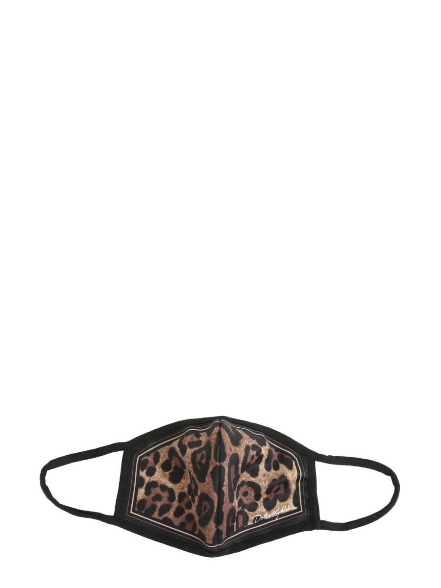 DOLCE & GABBANA MASCHERINA IN NEOPRENE CON STAMPA LEOPARD E LOGO