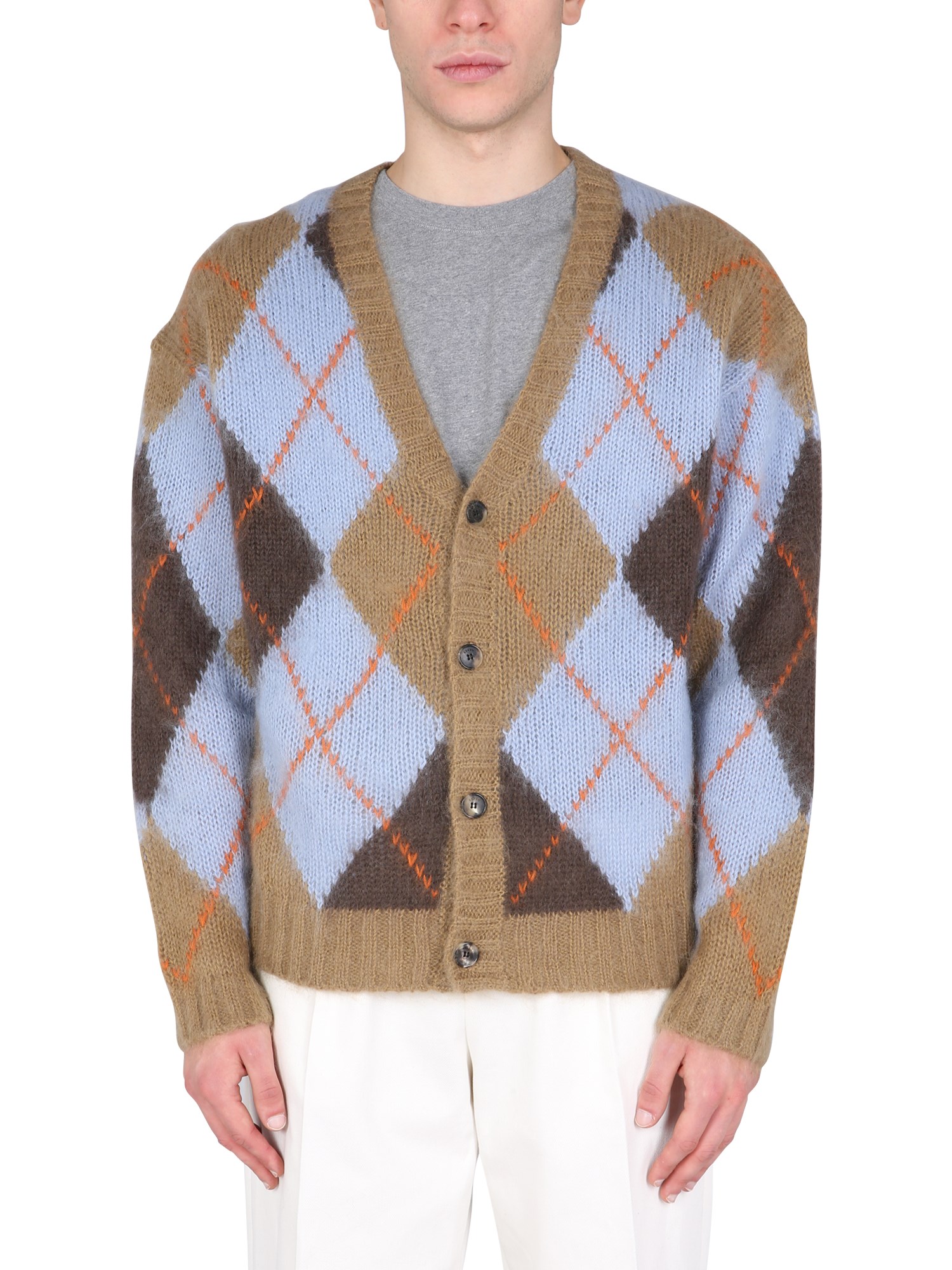 kenzo argyle cardigan with rhombus pattern