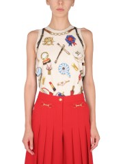 BOUTIQUE MOSCHINO - TOP IN CADY CON STAMPA 