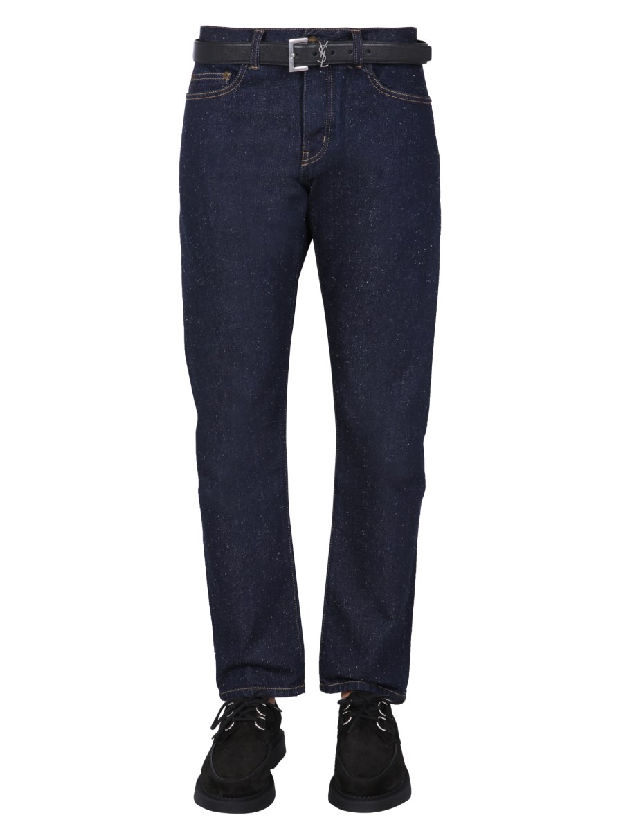 SAINT LAURENT JEANS ETIENNE IN DENIM DI COTONE CON TRATTAMENTO STONEWASH