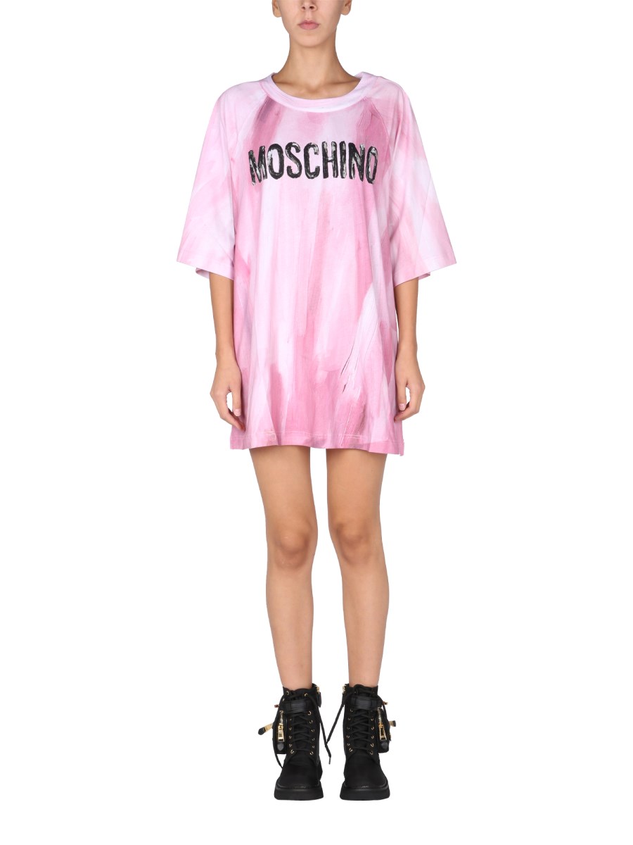 MOSCHINO - ART THEME COTTON JERSEY DRESS WITH RUBBERIZED LOGO PRINT -  Eleonora Bonucci