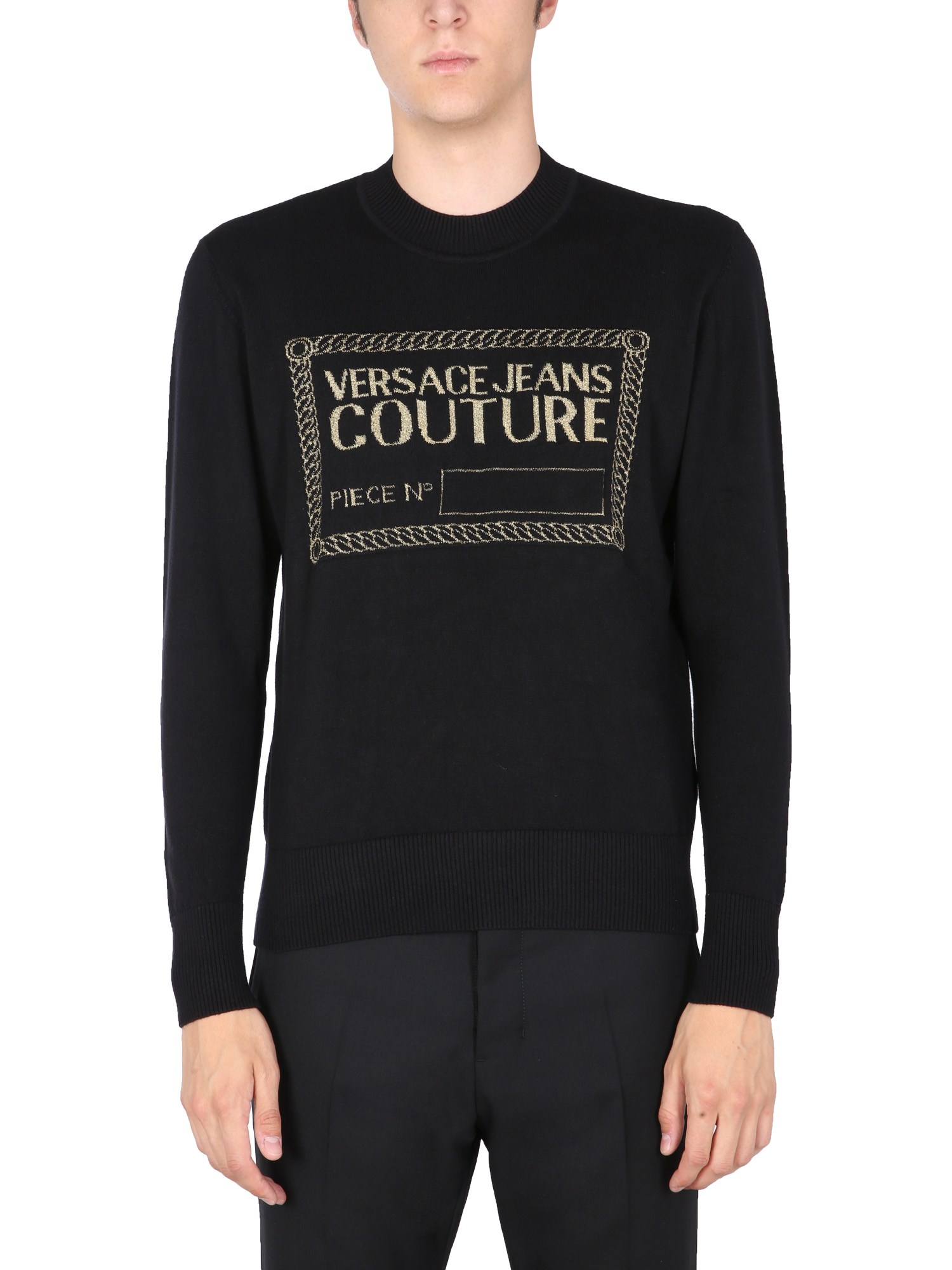 versace jeans couture sweater with lurex logo print