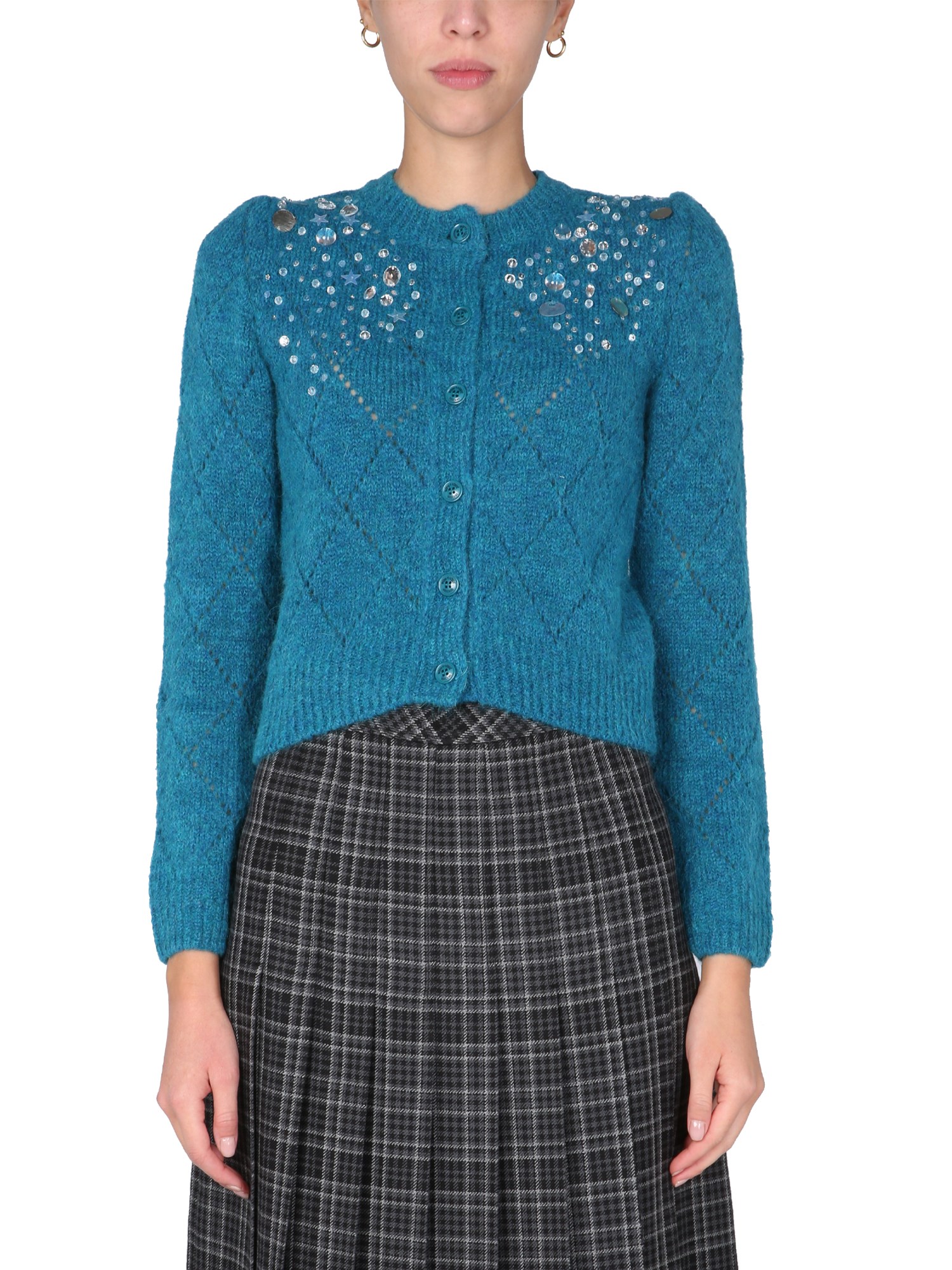 boutique moschino "floral argyle" cardigan