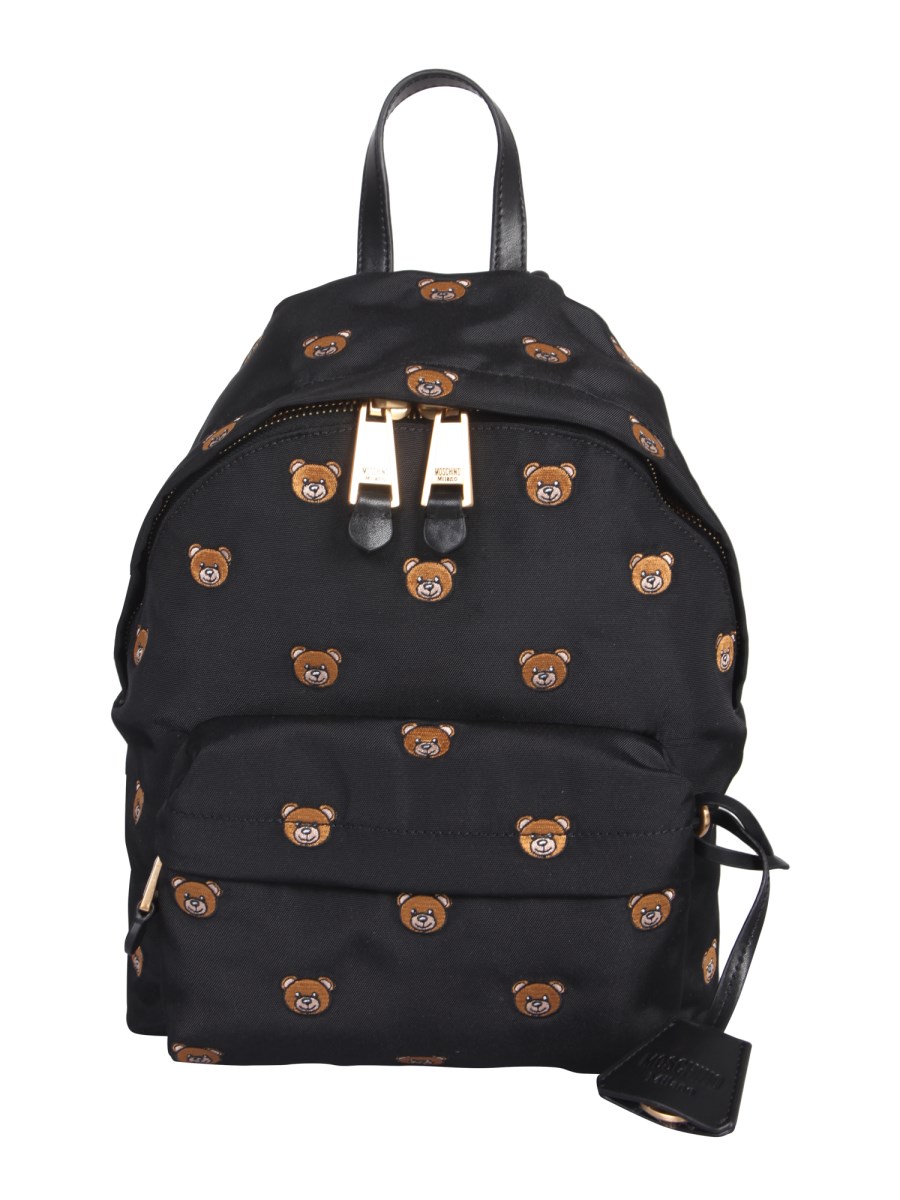 MOSCHINO - SMALL NYLON BACKPACK WITH TEDDY BEAR EMBROIDERED - Eleonora  Bonucci