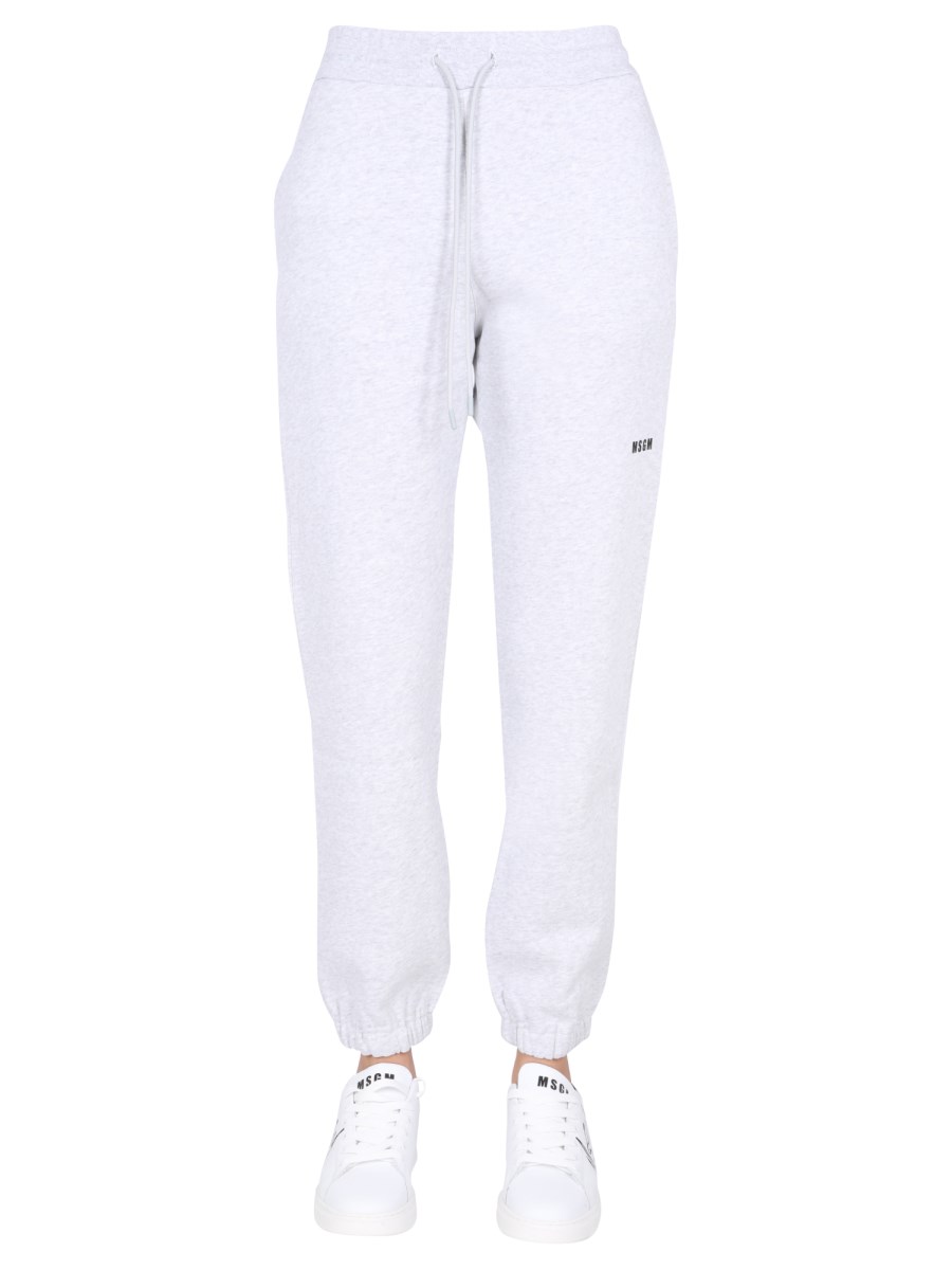 MSGM PANTALONE JOGGING IN FELPA DI COTONE CON STAMPA LOGO LETTERING