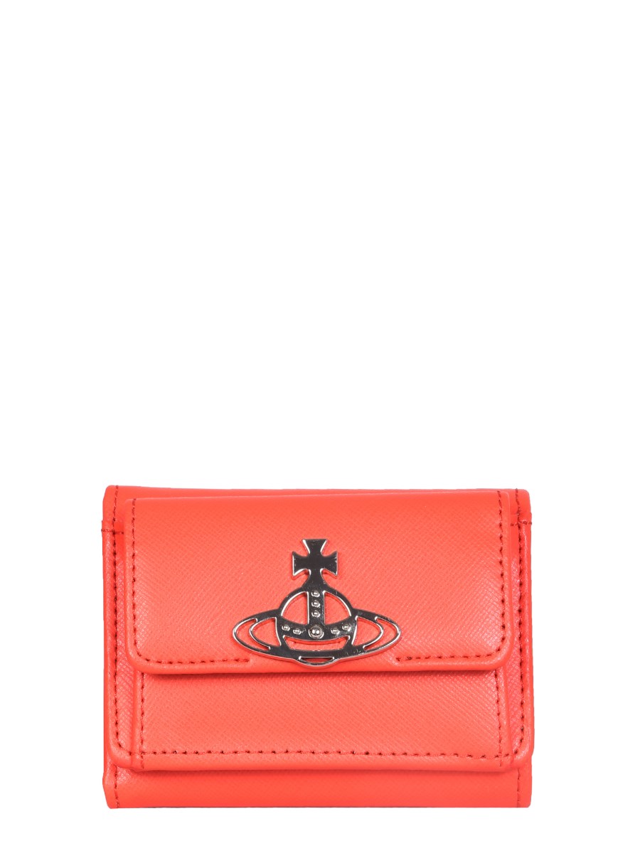 VIVIENNE WESTWOOD - SMALL DEBBIE SAFFIANO LEATHER FLAP WALLET