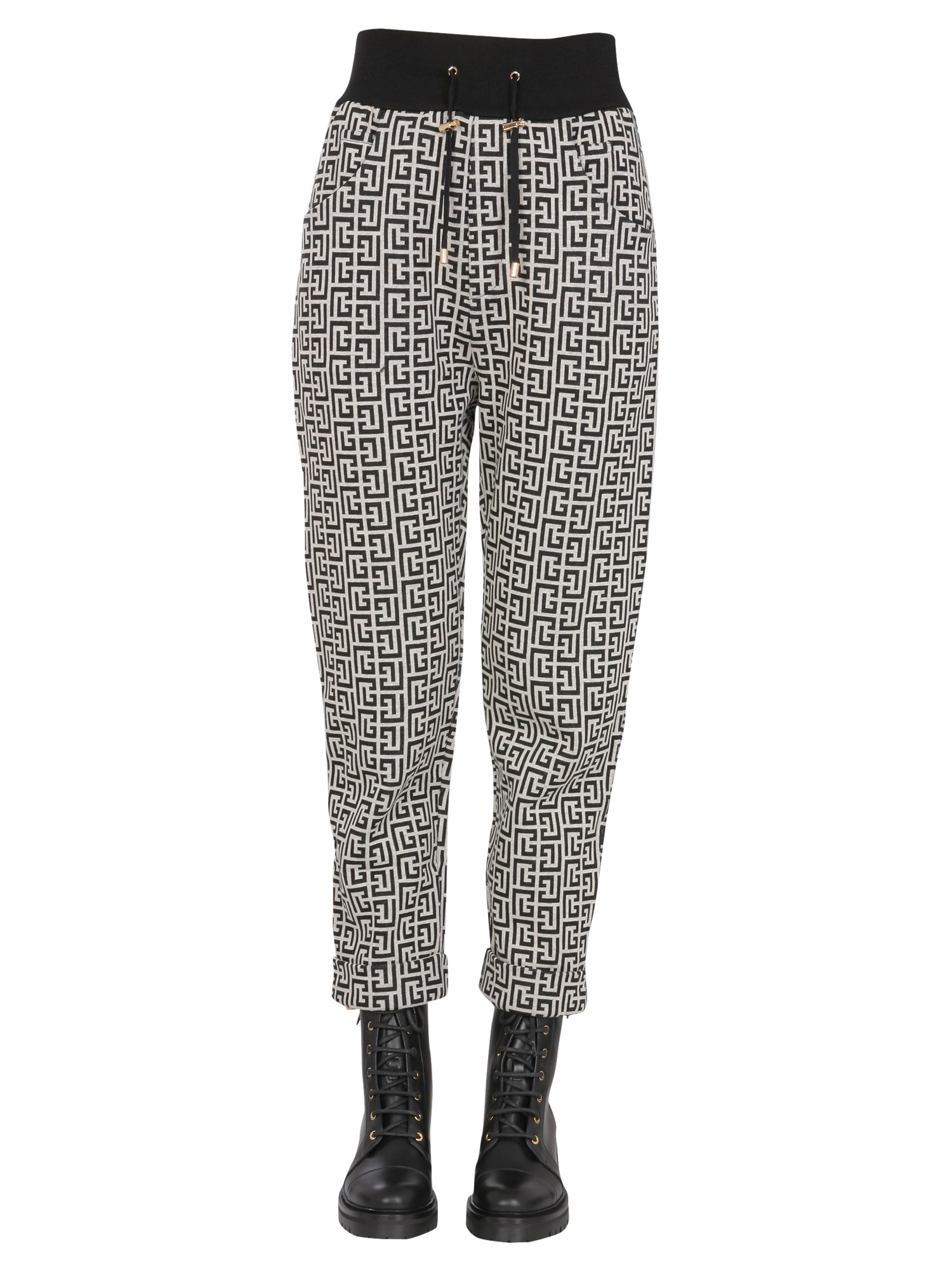 balmain jacquard knit trousers