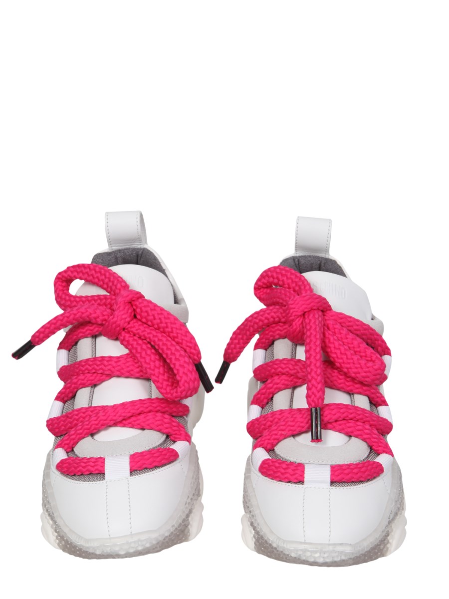 MOSCHINO TEDDY BEAR-SOLE SNEAKERS WITH MAXI LACES