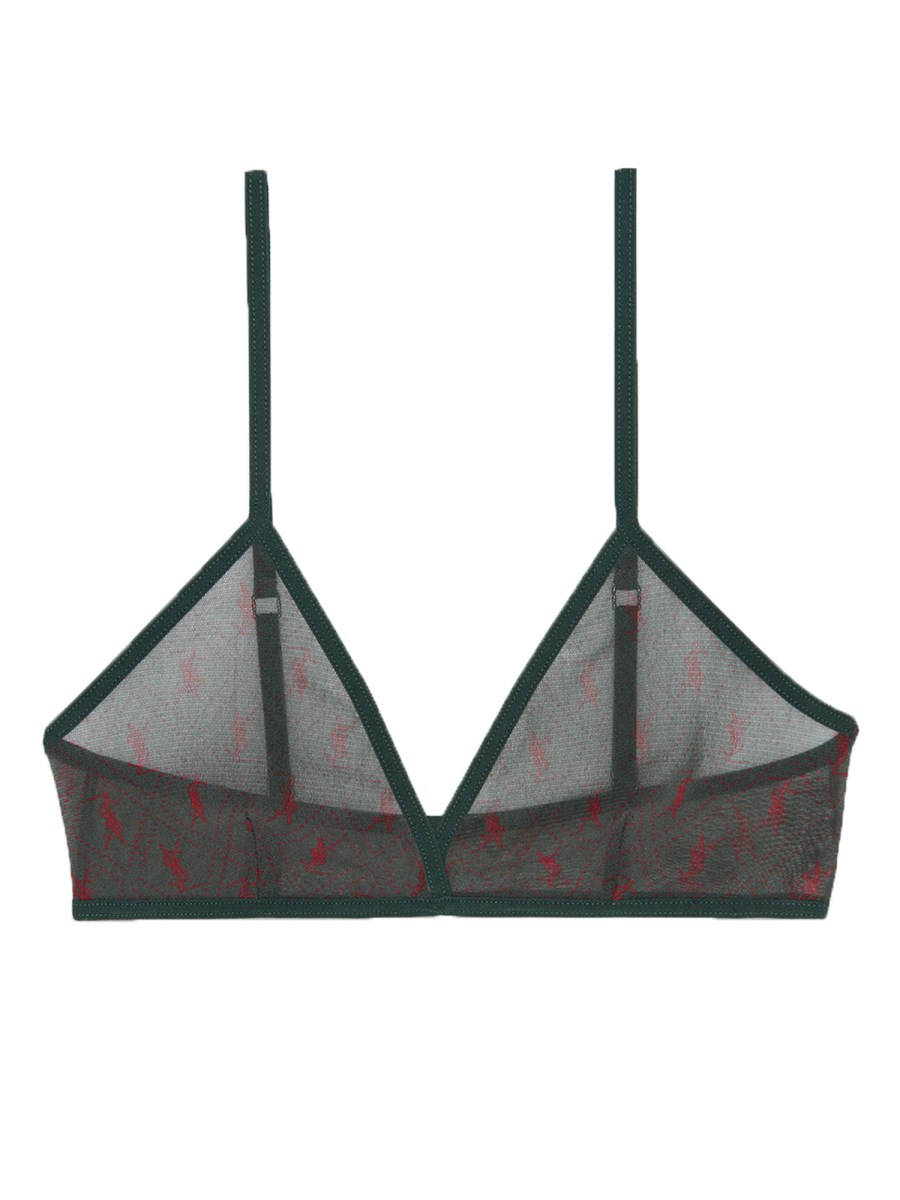 SAINT LAURENT - JERSEY TULLE BRALETTE WITH MONOGRAM LOGO - Eleonora Bonucci