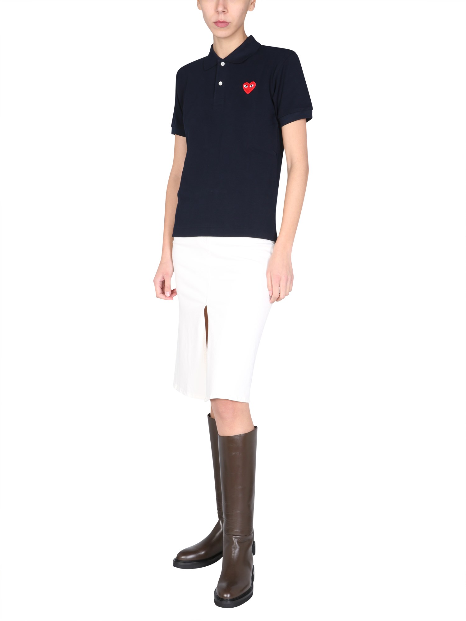 comme des garcons play polo con patch logo