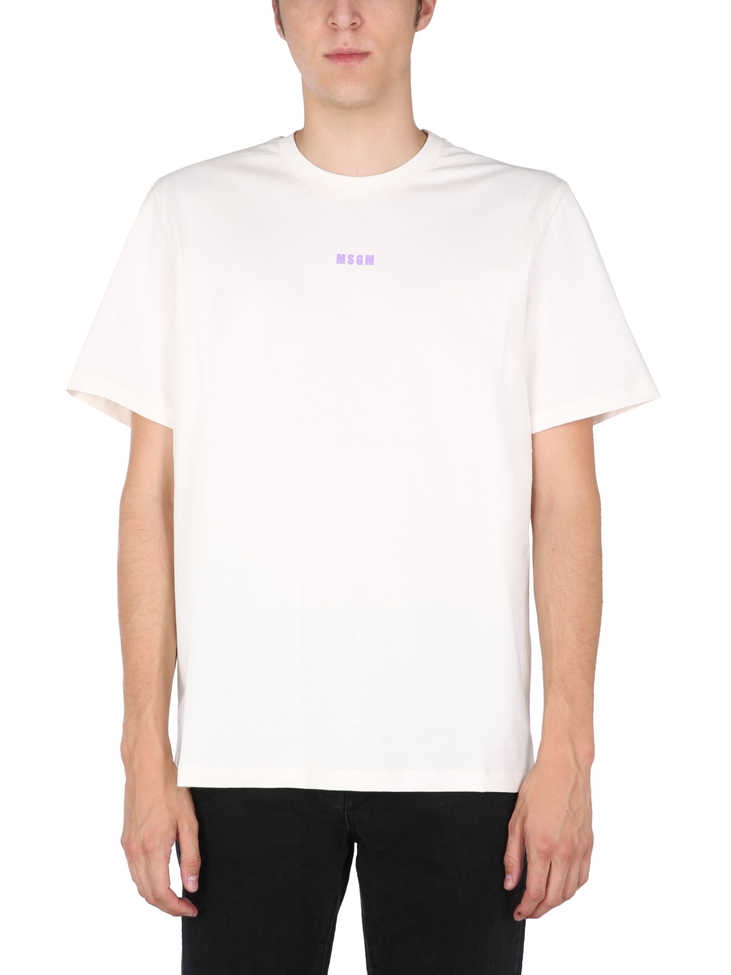 msgm t-shirt with lettering logo print