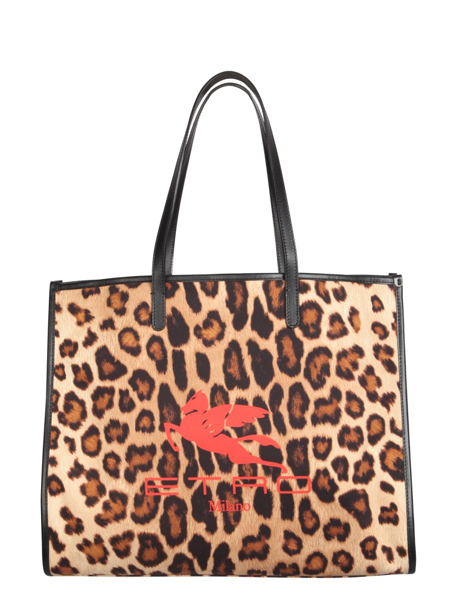 Opal cream / orders Onyx black Leopard Rose neoprene TOTE Bag