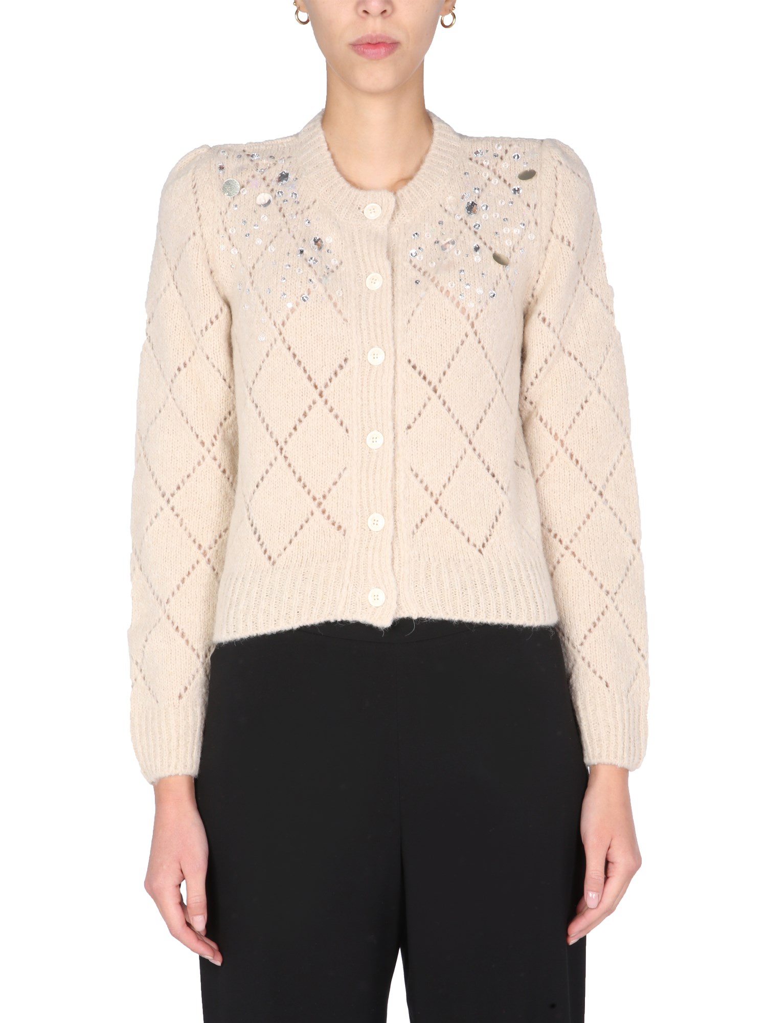 boutique moschino "floral argyle" cardigan