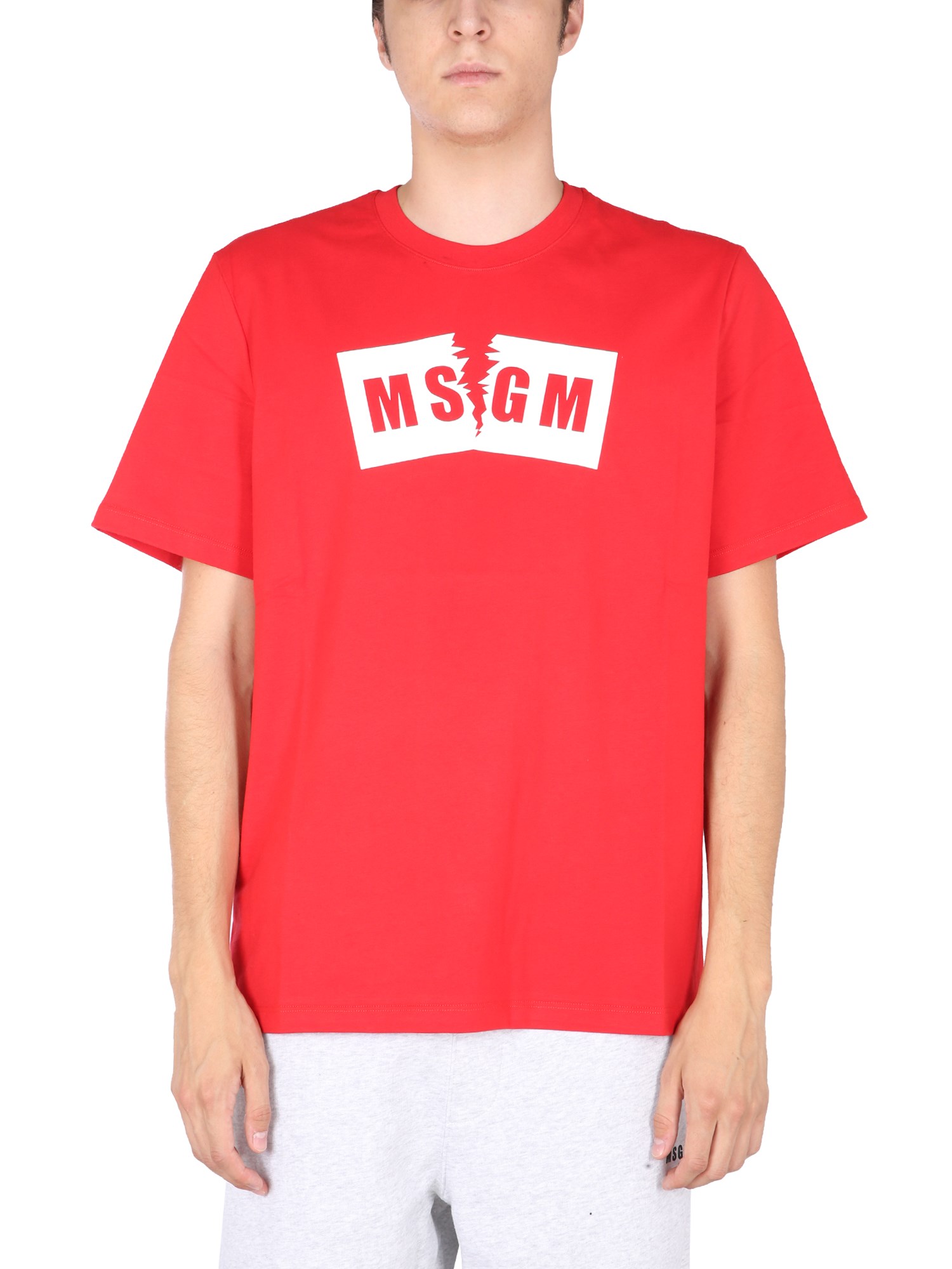 msgm ripped version t-shirt with logo box