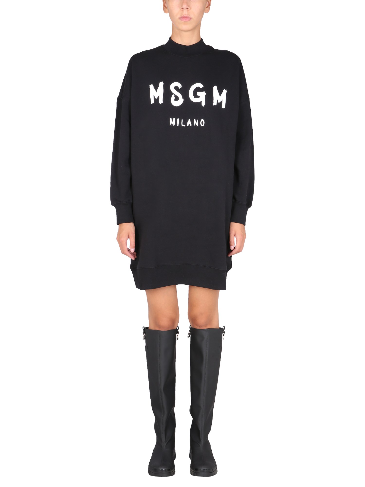 msgm dress with brushed logo print