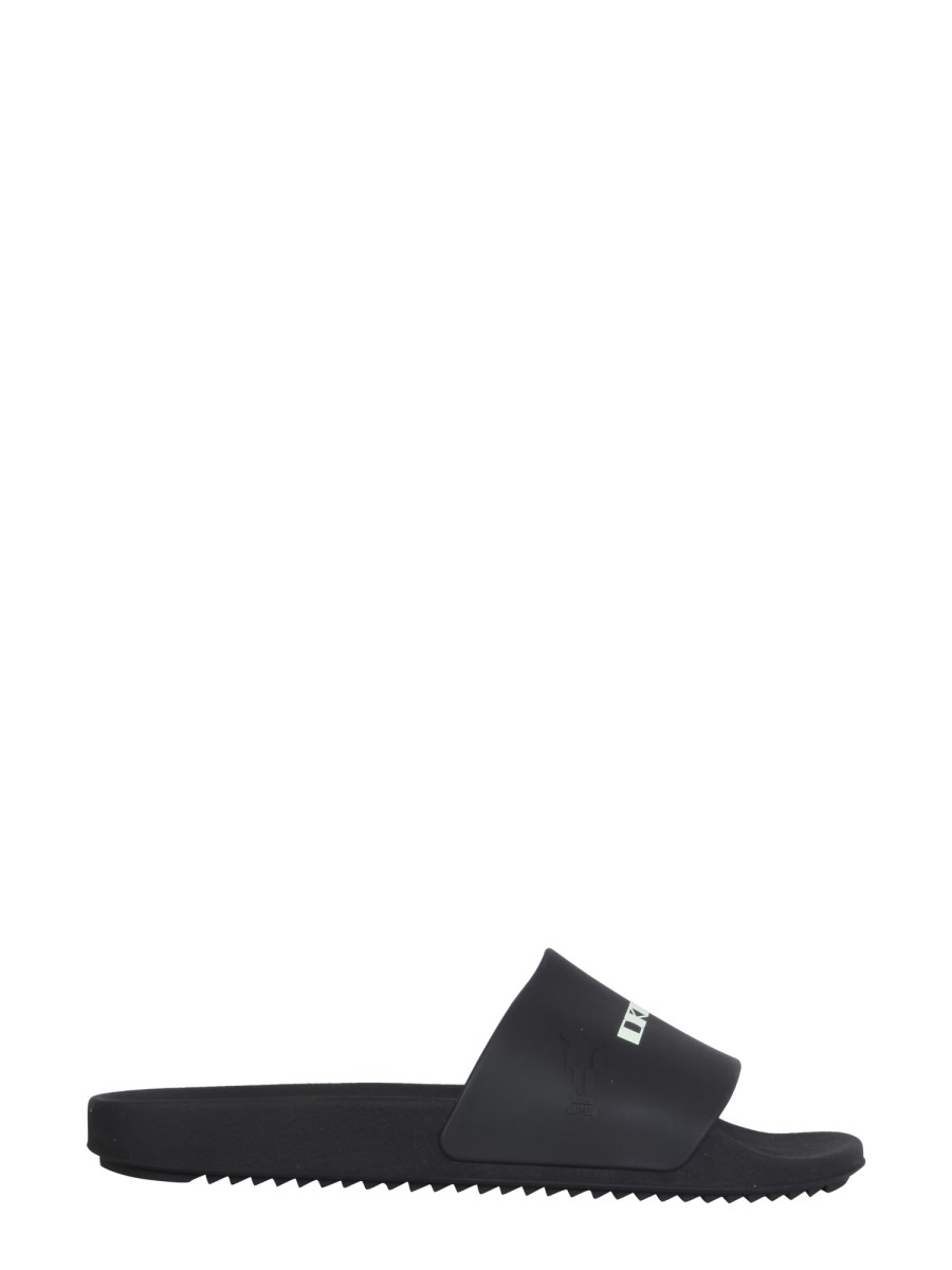 RICK OWENS DRKSHDW RUBBER SLIDE SANDALS WITH LOGO Eleonora Bonucci