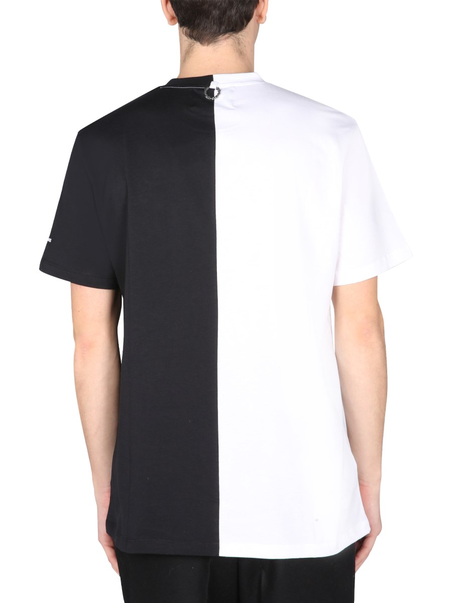 FRED PERRY X RAF SIMONS - SPLIT COTTON JERSEY T-SHIRT WITH