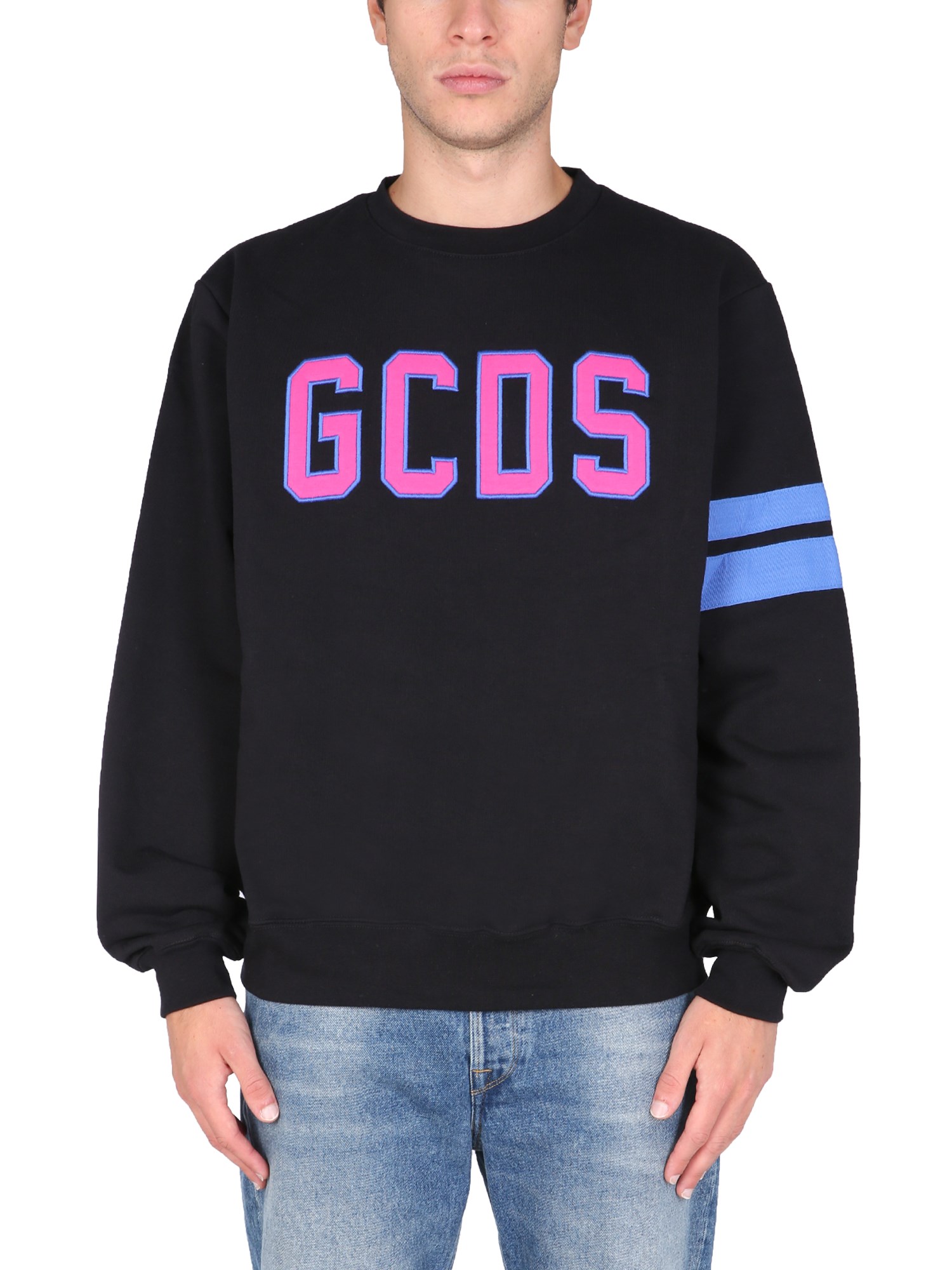 gcds logo embroidered cotton sweatshirt