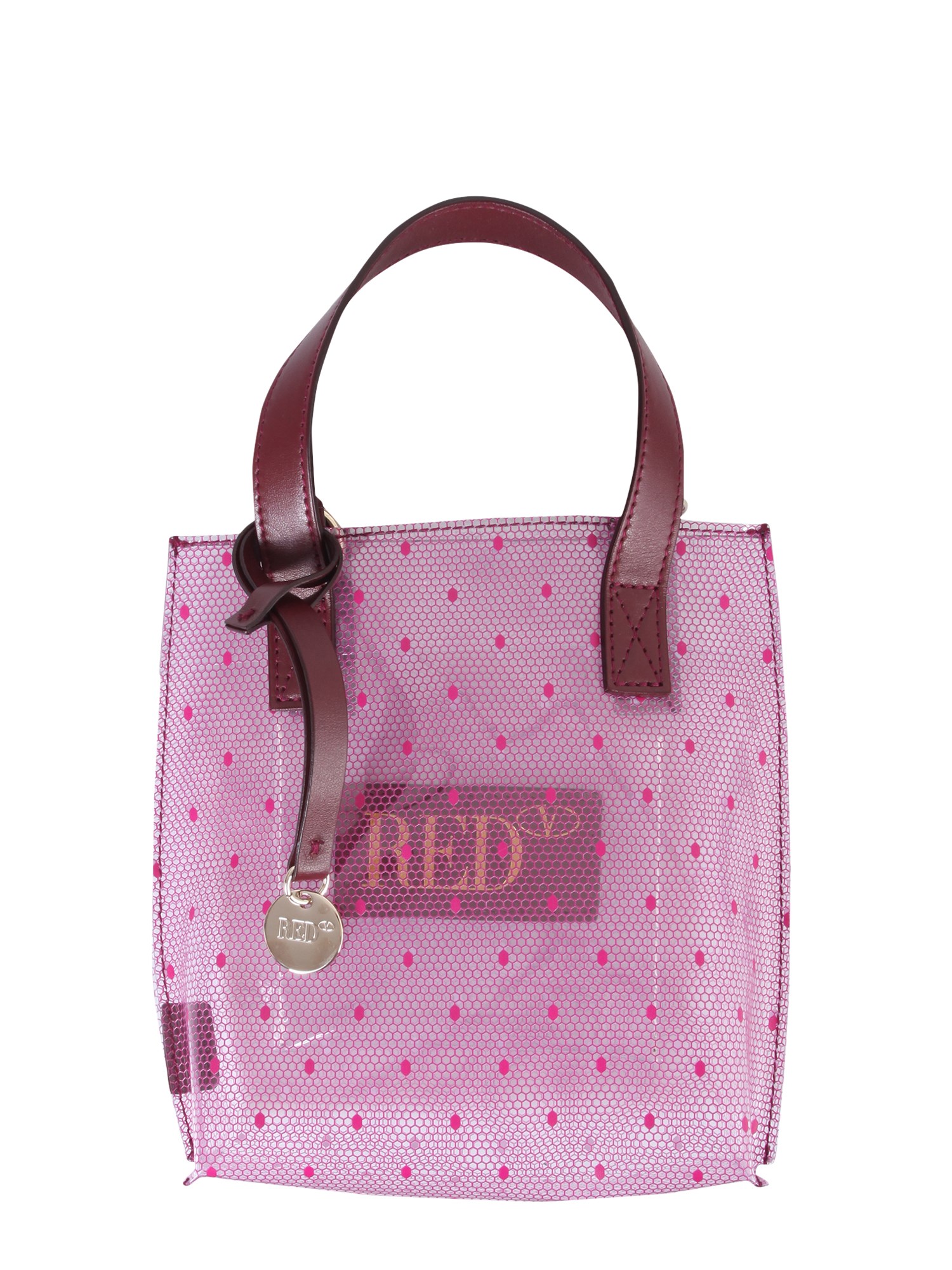 red (v) transparent tote bag