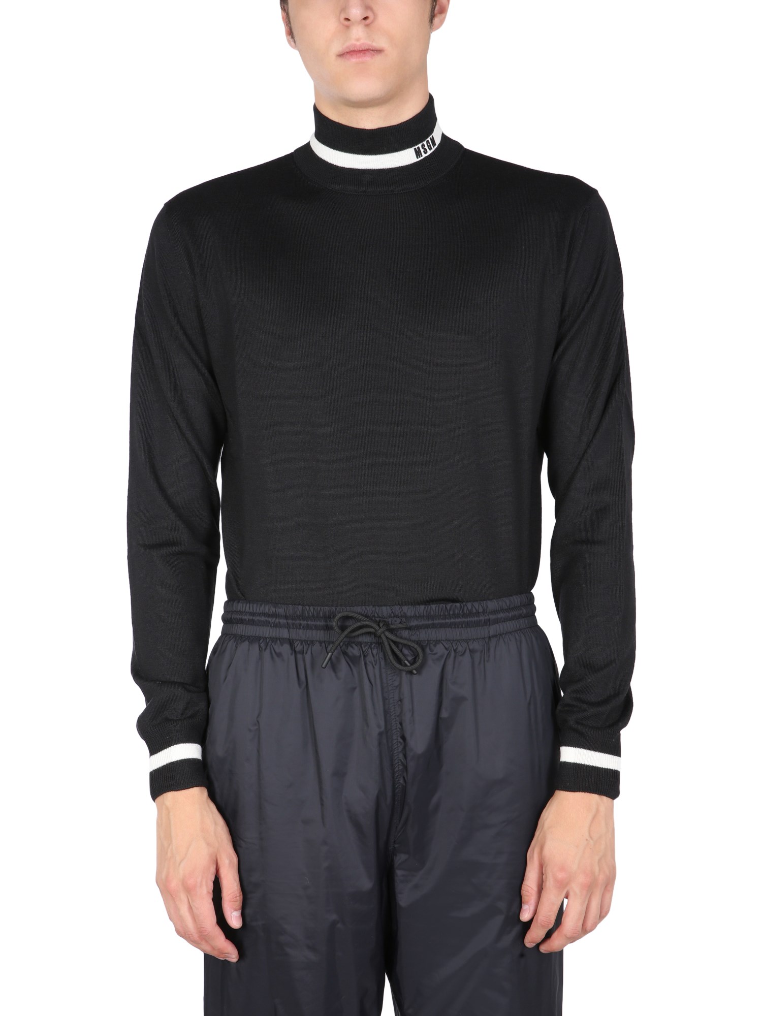 msgm high neck sweater with logo