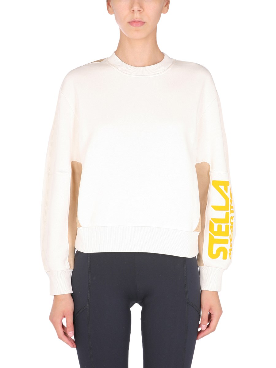 STELLA McCARTNEY FELPA OVERSIZE FIT IN COTONE CON LOGO FLOCCATO