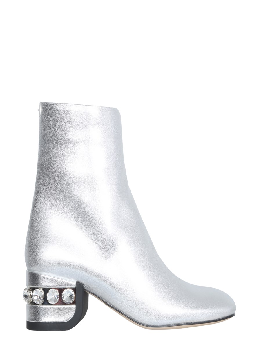 NICHOLAS KIRKWOOD 55JJ METALLIC LEATHER CRYSTAL BOOTS Eleonora Bonucci