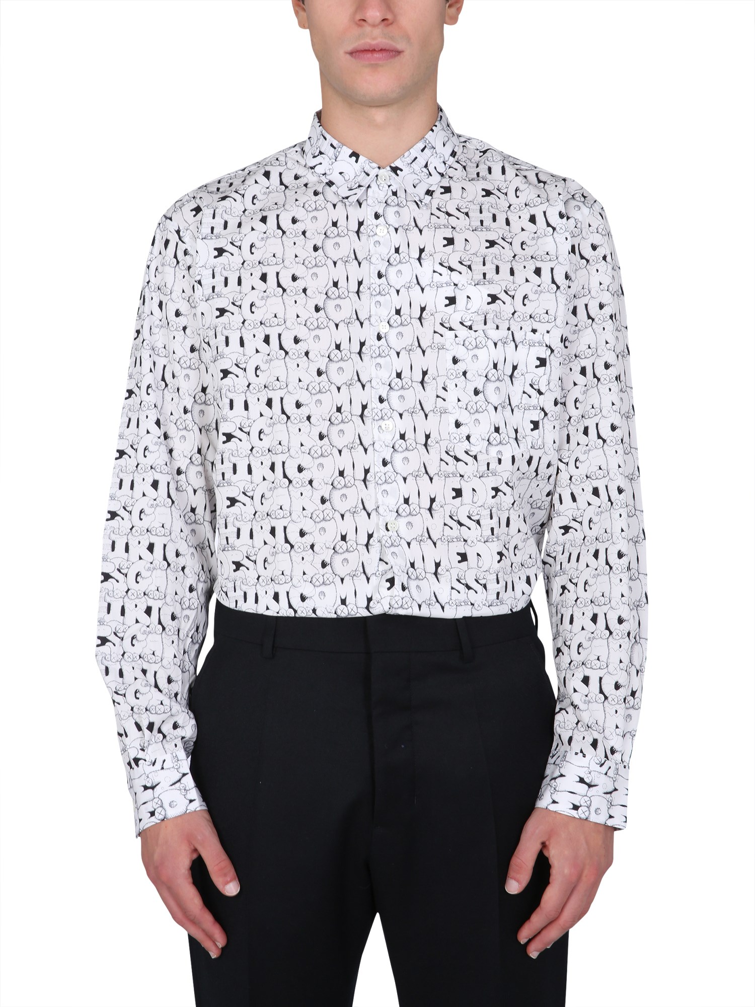 comme des garcons shirt x kaws print shirt