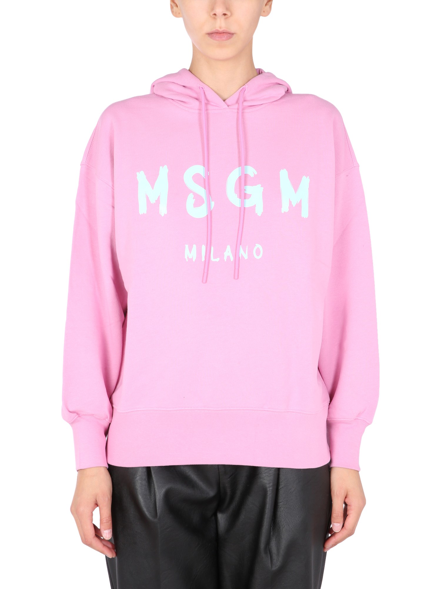 Msgm Logo-print Pullover Hoodie In Pink