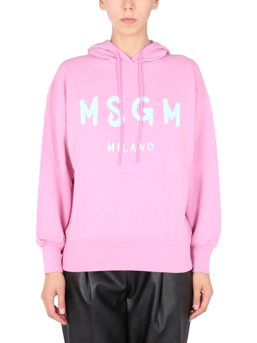 MSGM HOODED SWEATSHIRT WITH BRUSHED LOGO Eleonora Bonucci