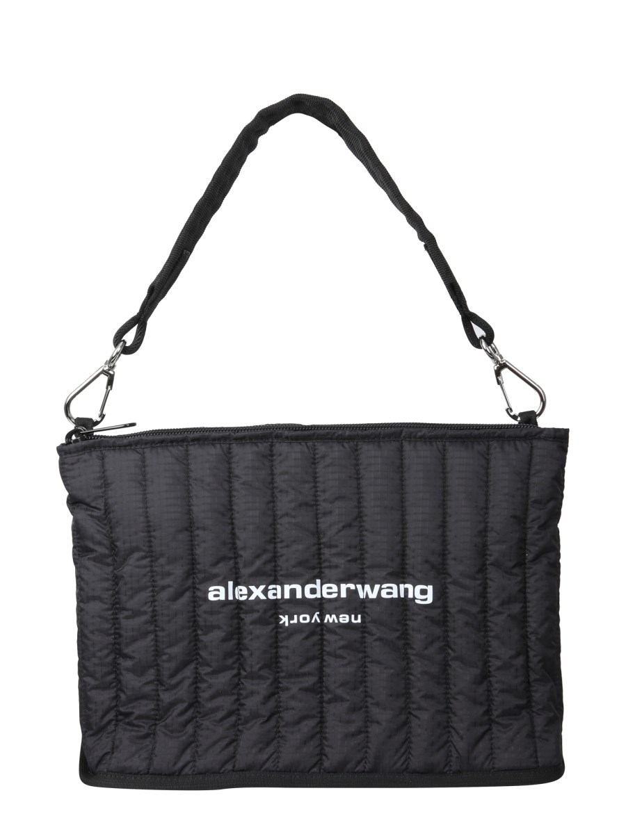 ALEXANDER WANG ELITE NYLON LAPTOP SHOULDER BAG WITH LOGO PRINT