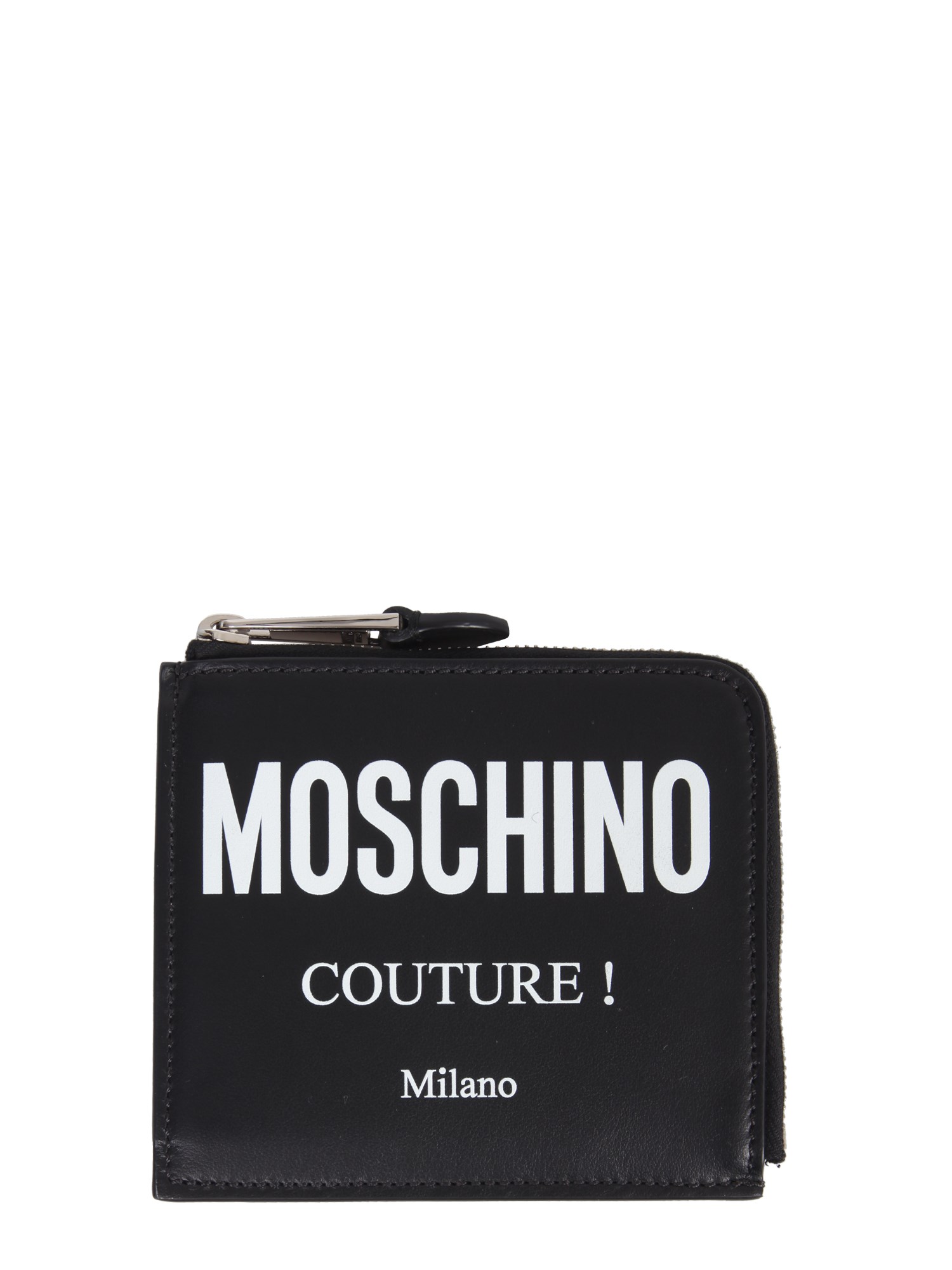 moschino square wallet with leather logo