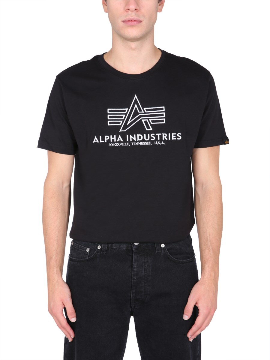 ALPHA INDUSTRIES T-SHIRT IN JERSEY DI COTONE CON RICAMO LOGO