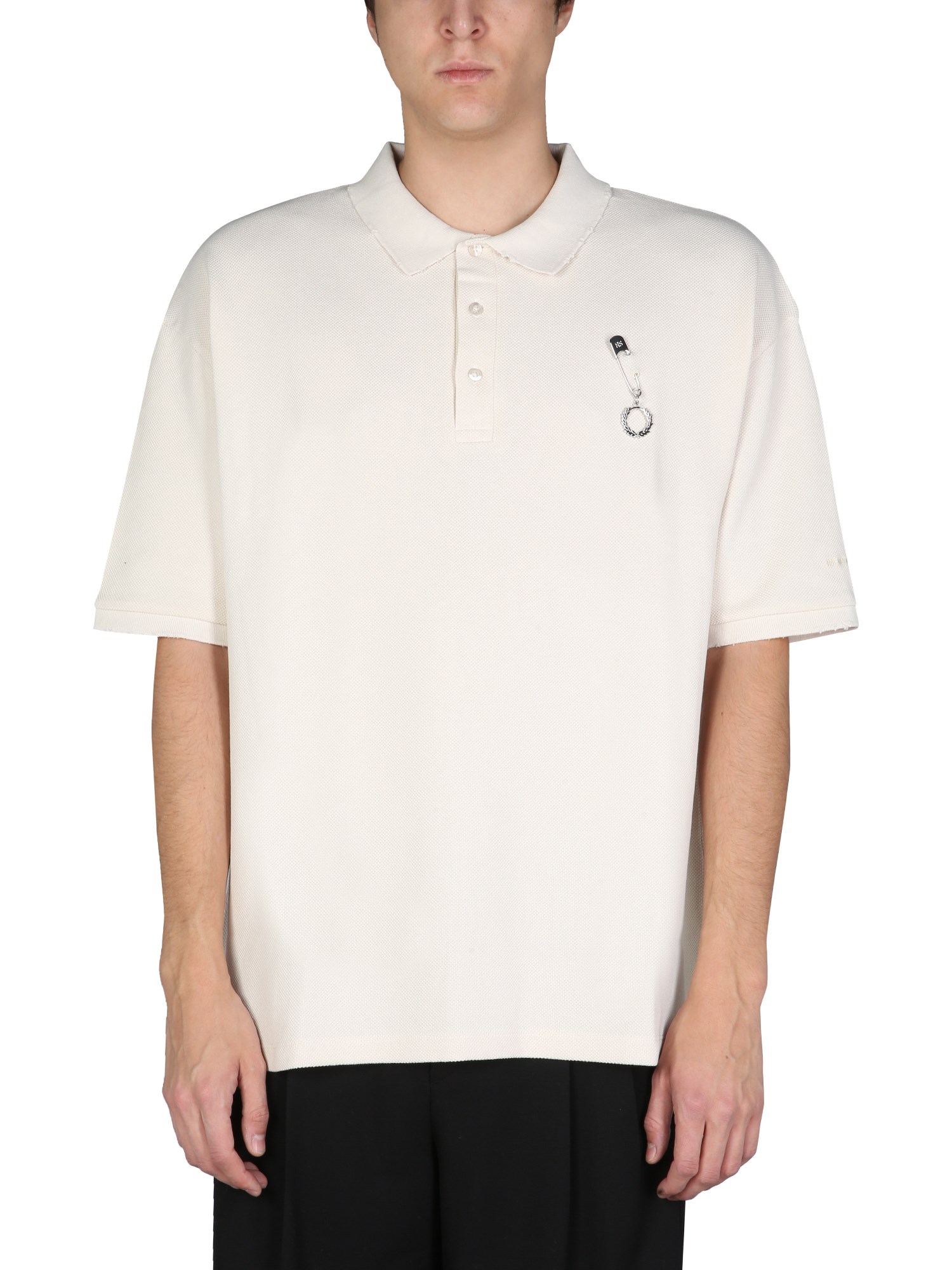 fred perry x raf simons distressed oversized polo shirt