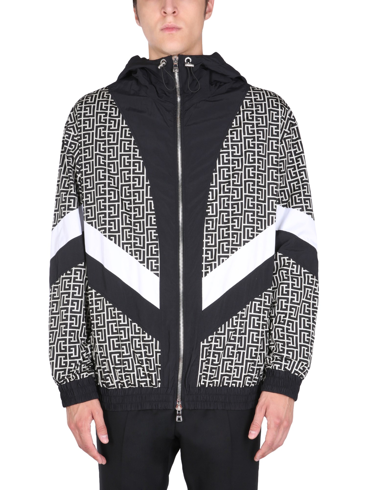 balmain jacket with monogram logo