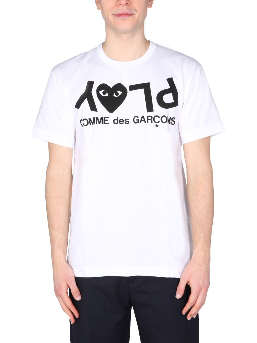 COMME DES GARCONS PLAY - COTTON JERSEY T-SHIRT WITH LOGO PRINT ...