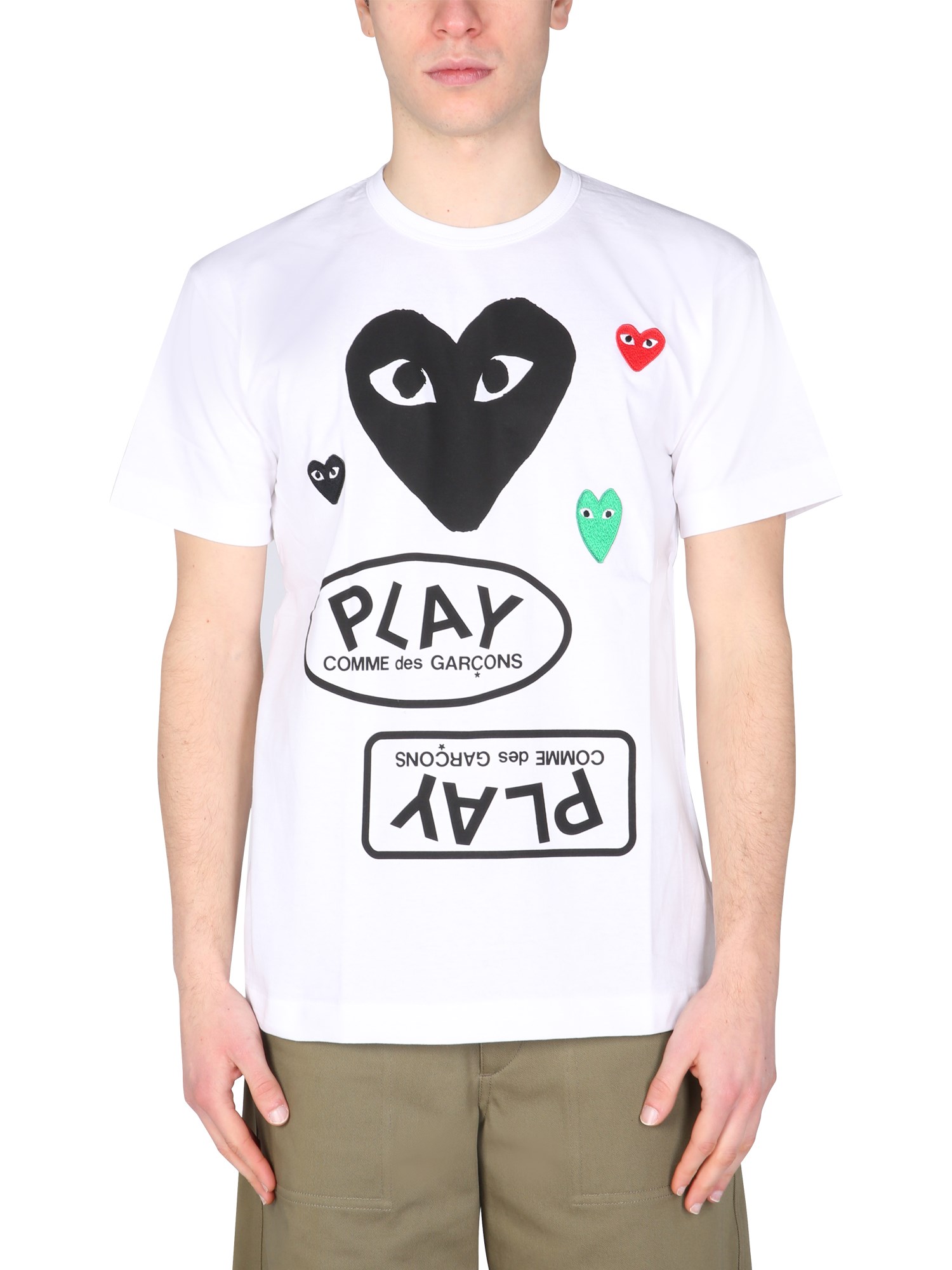 comme des garcons play t-shirt con stampa logo