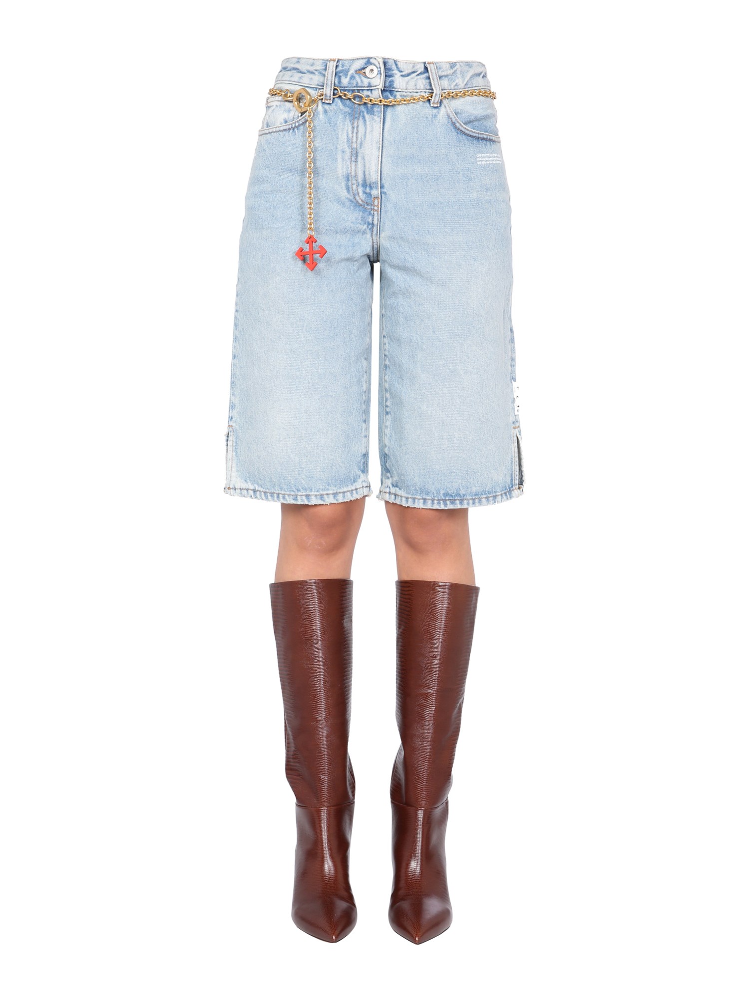 off-white bermuda with logo print