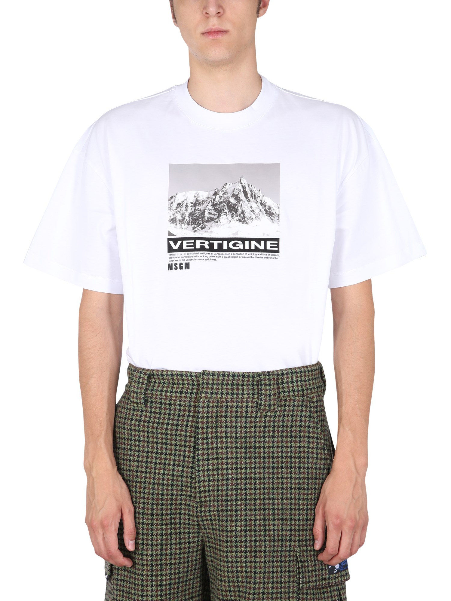 Shop Msgm T-shirt With Vertigo Print In White
